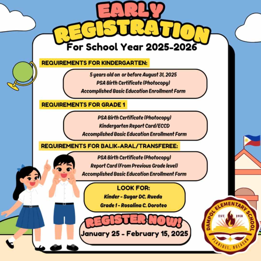 DepEd - ANNOUNCEMENT! EARLY REGISTRATION for School Year 2025-2025 ...