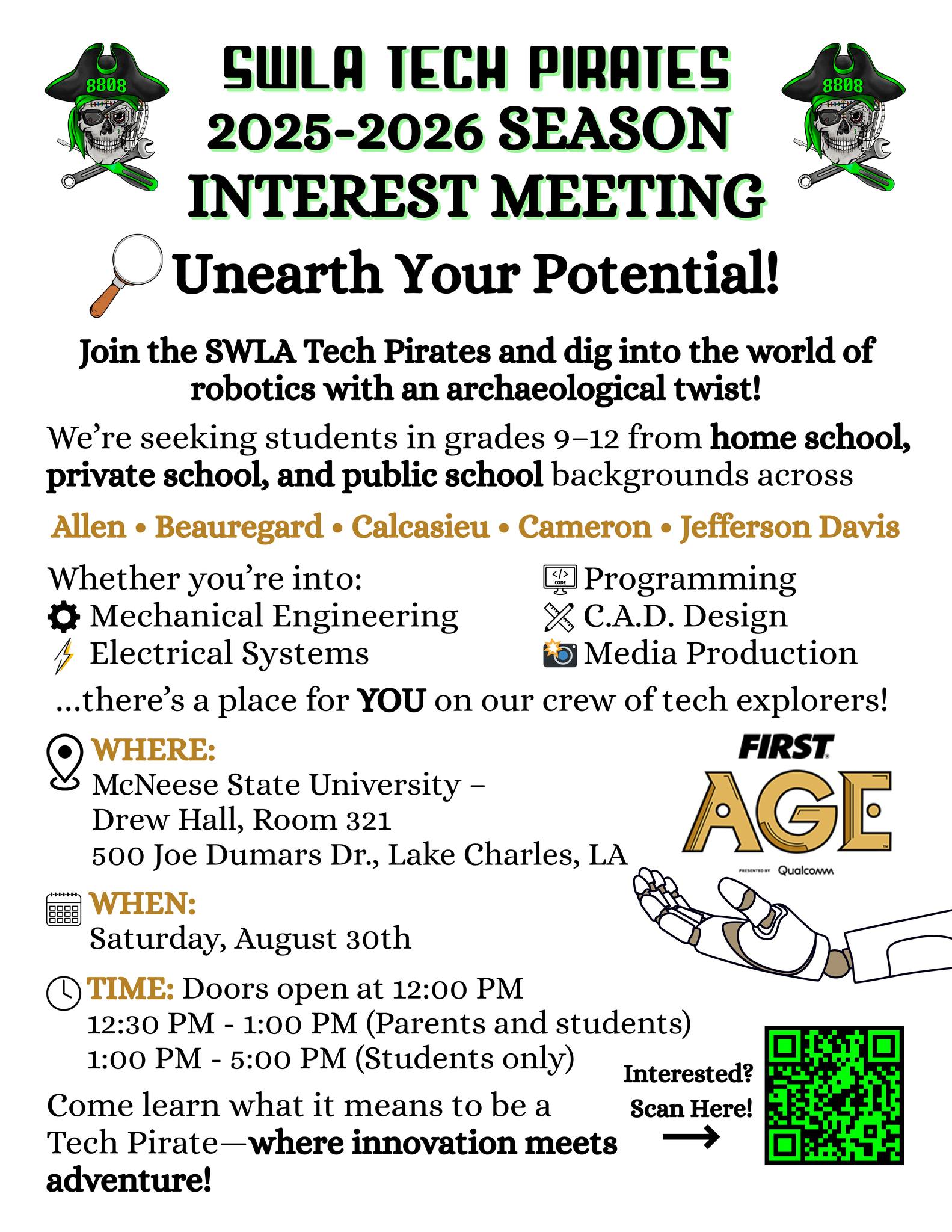 SWLA Tech Pirates 2025-2026 Season Interest Meeting