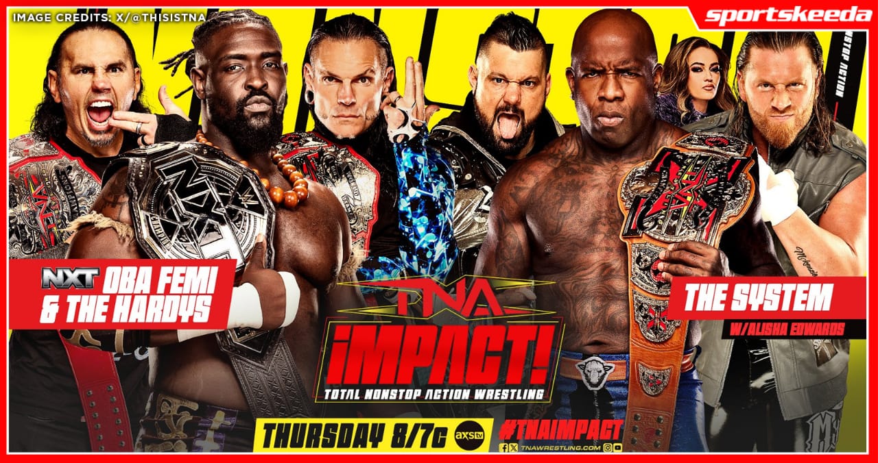NXT Champion Oba Femi and TNA World Tag Team Champions The Hardys