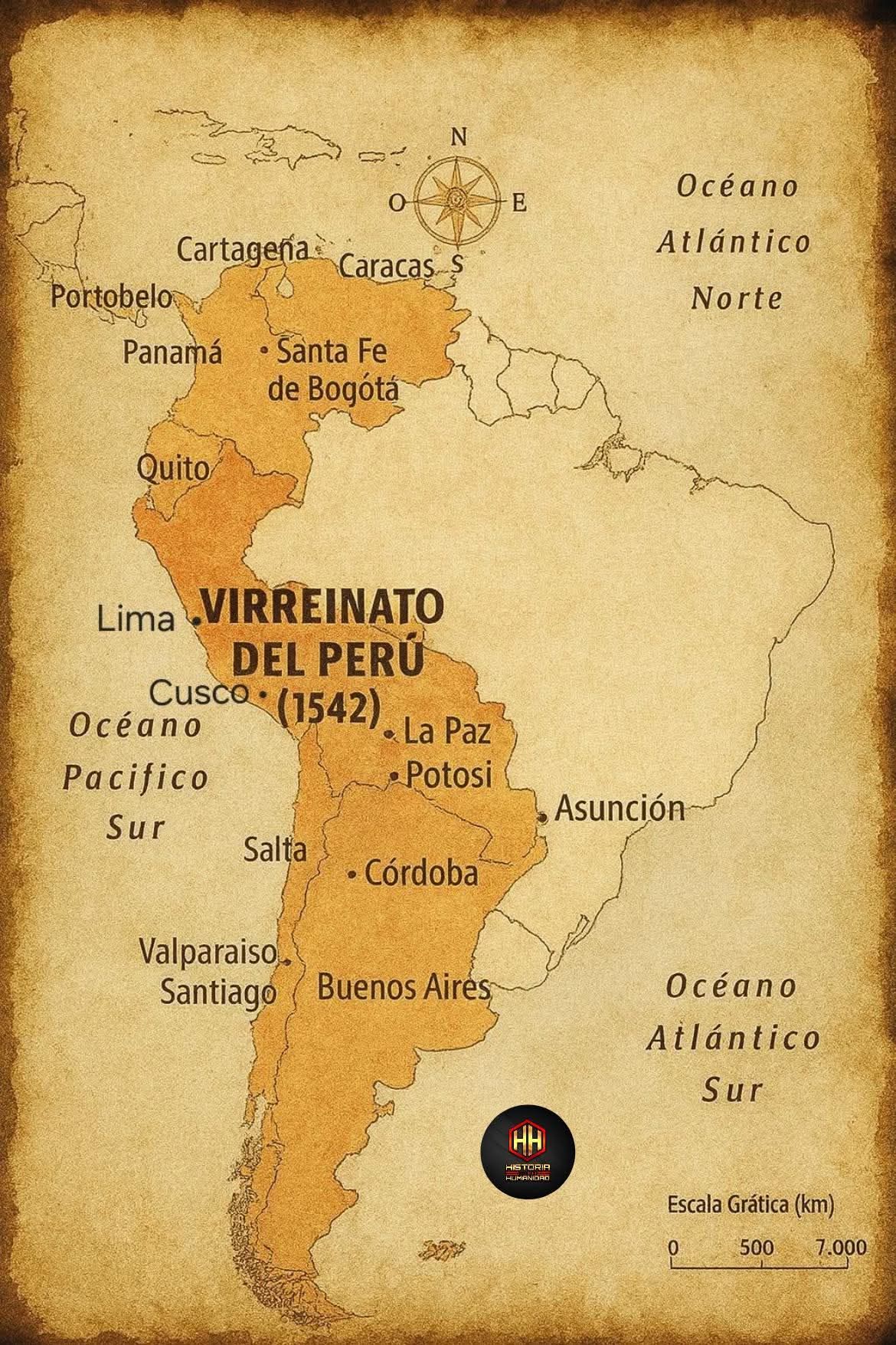 Perú - Mapa del Virreinato del Perú 🇵🇪 en su creación de 1542. Este ...