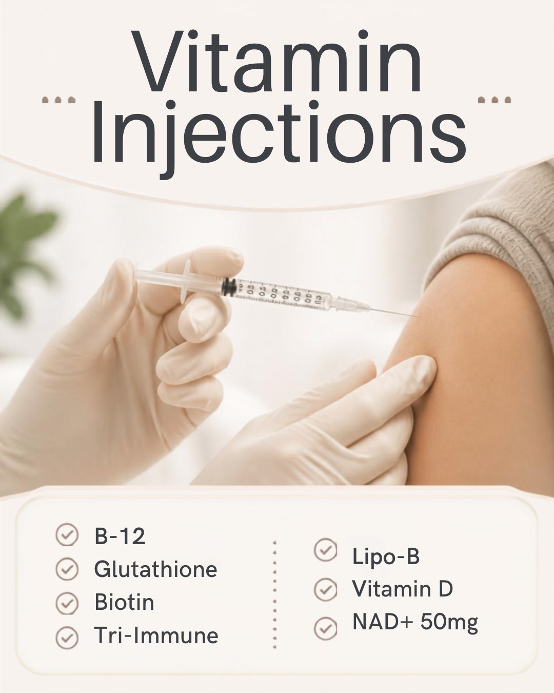 Vitamin injection wellness shot options available