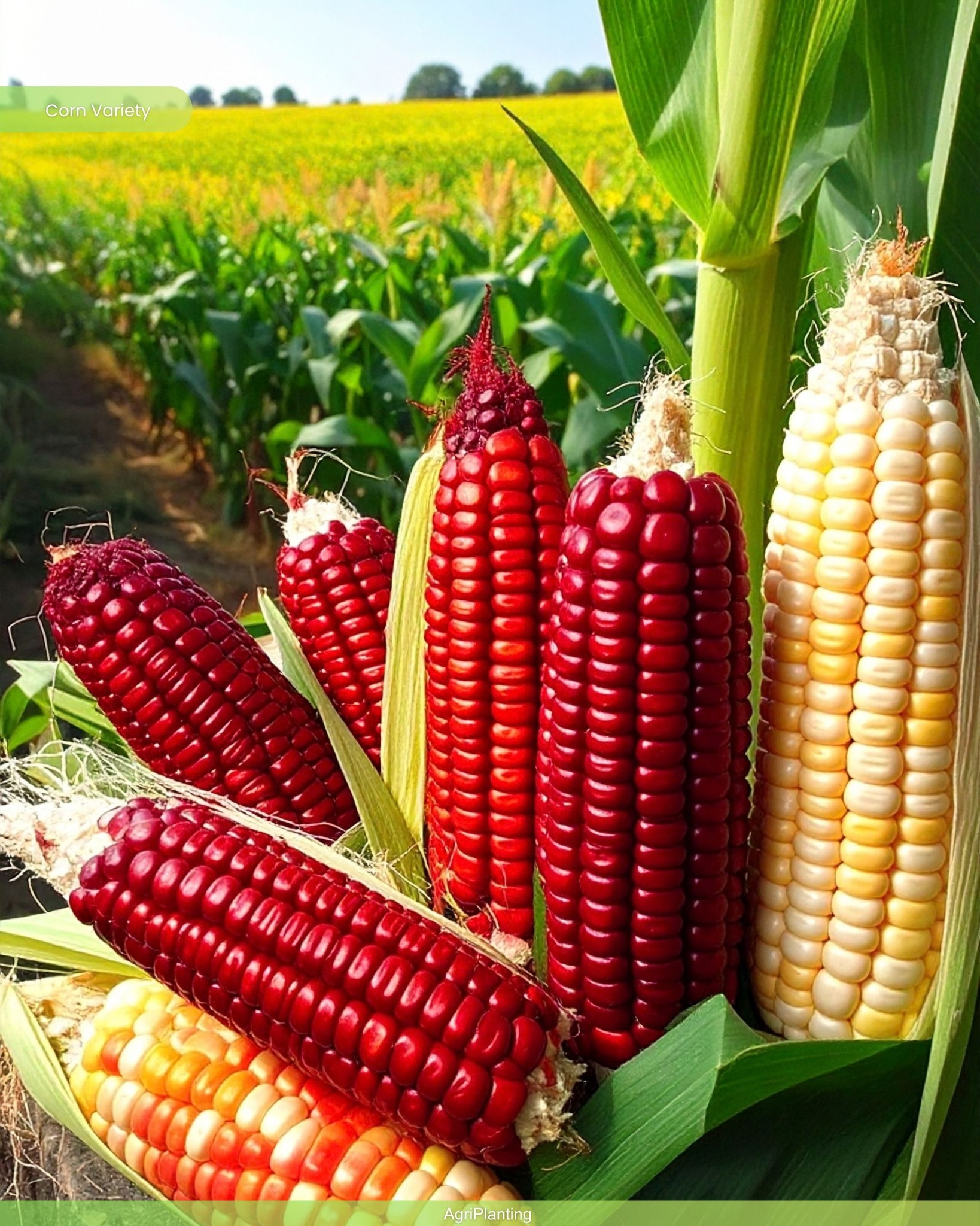 Vibrant colors of corn varieties