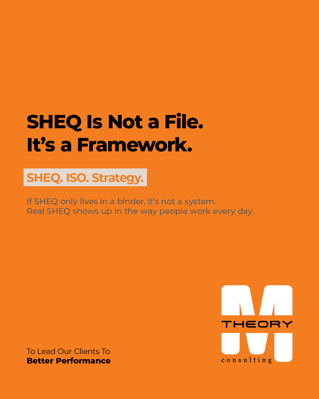 Too many companies treat SHEQ as a... - M-Theory Consulting | Facebook