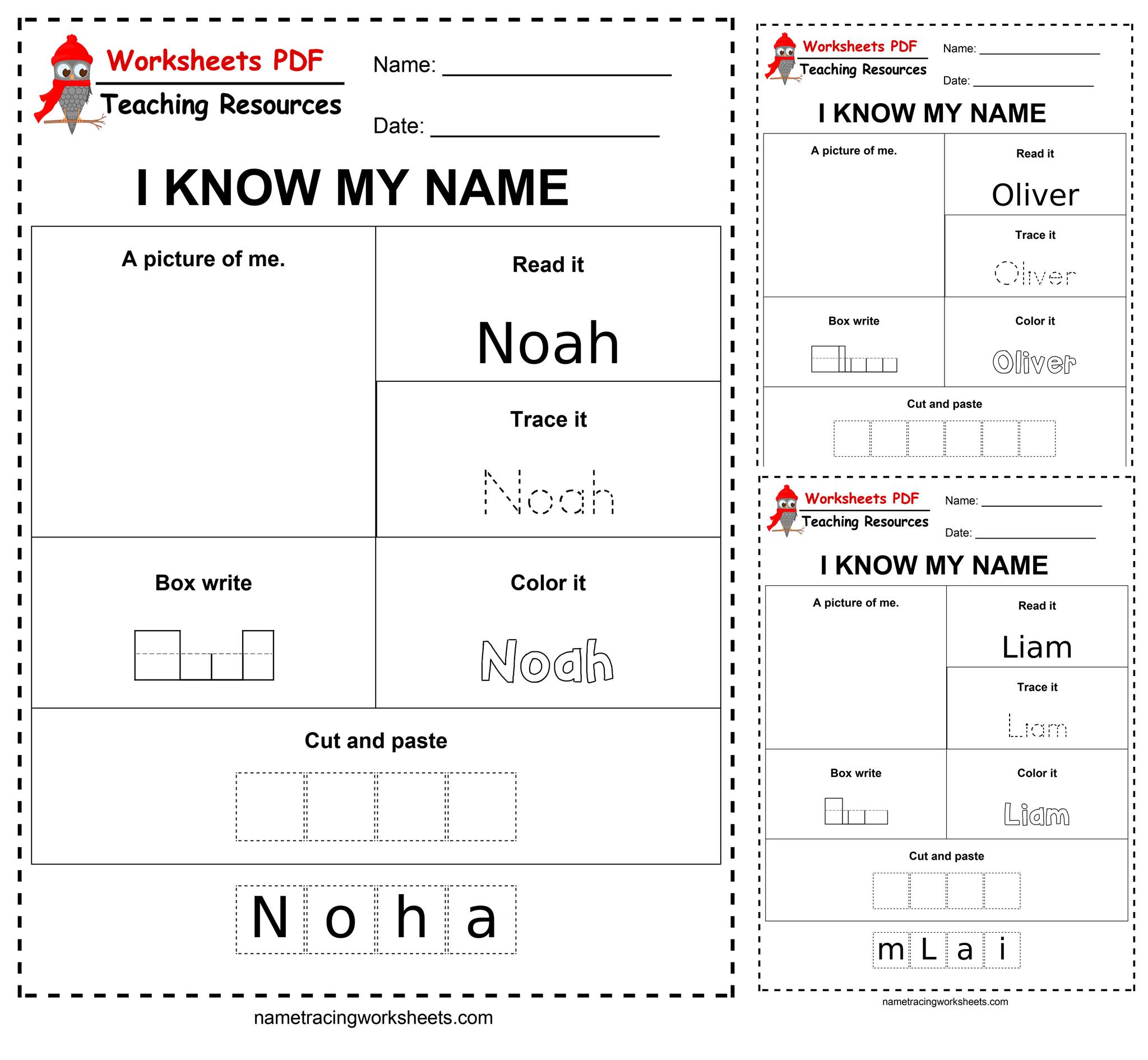 Name tracing worksheets for kids.