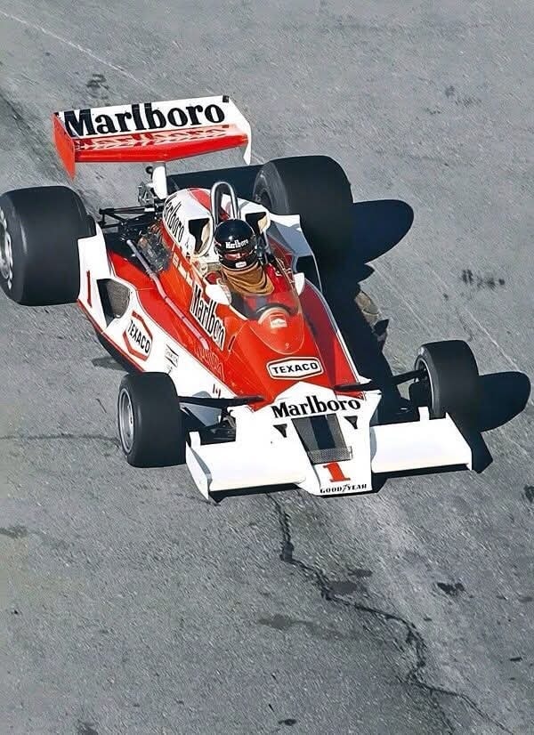 James Hunt in Marlboro McLaren M26 at 1977 British GP