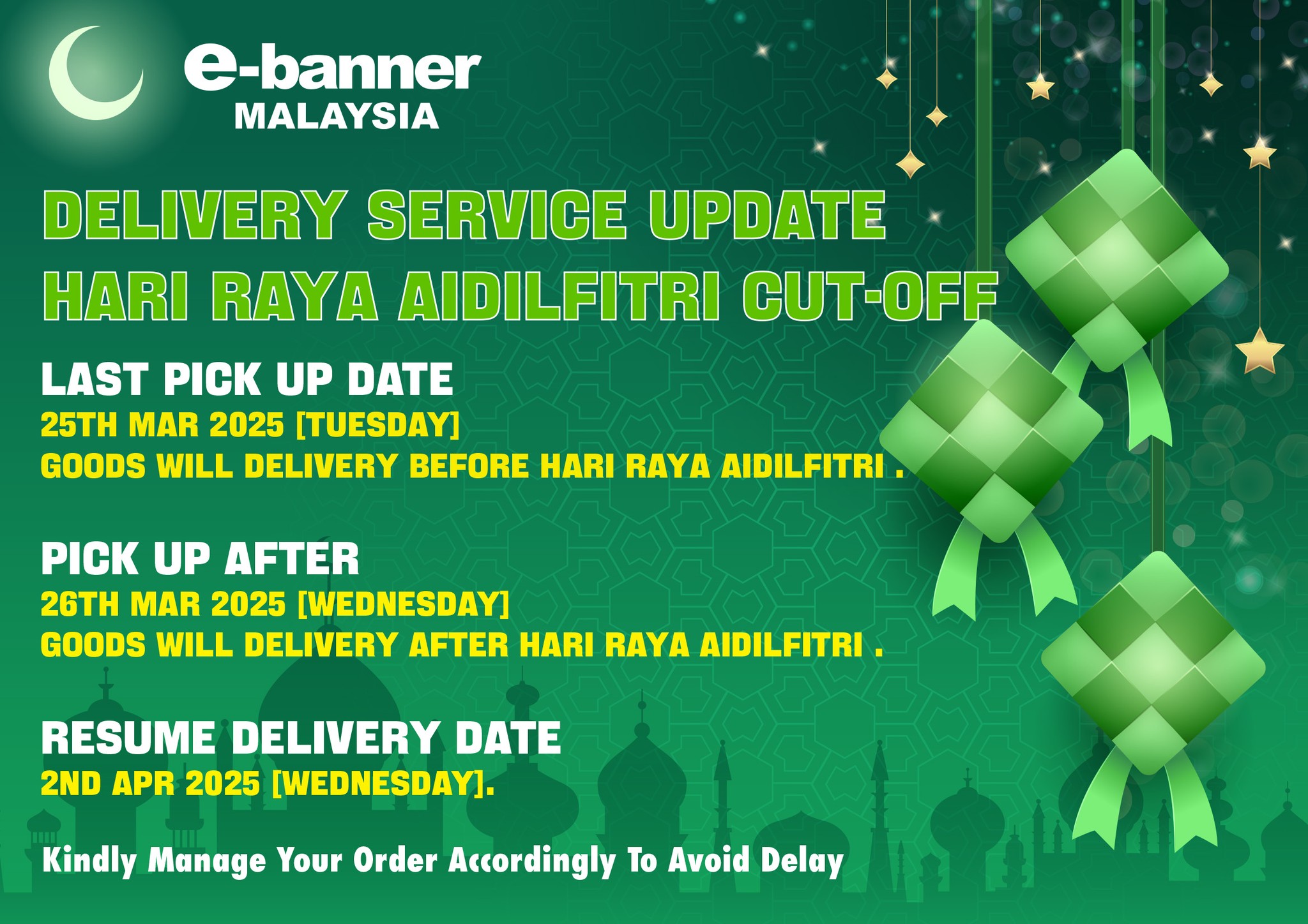 Delivery service update for Hari Raya... - e-banner Malaysia | Facebook