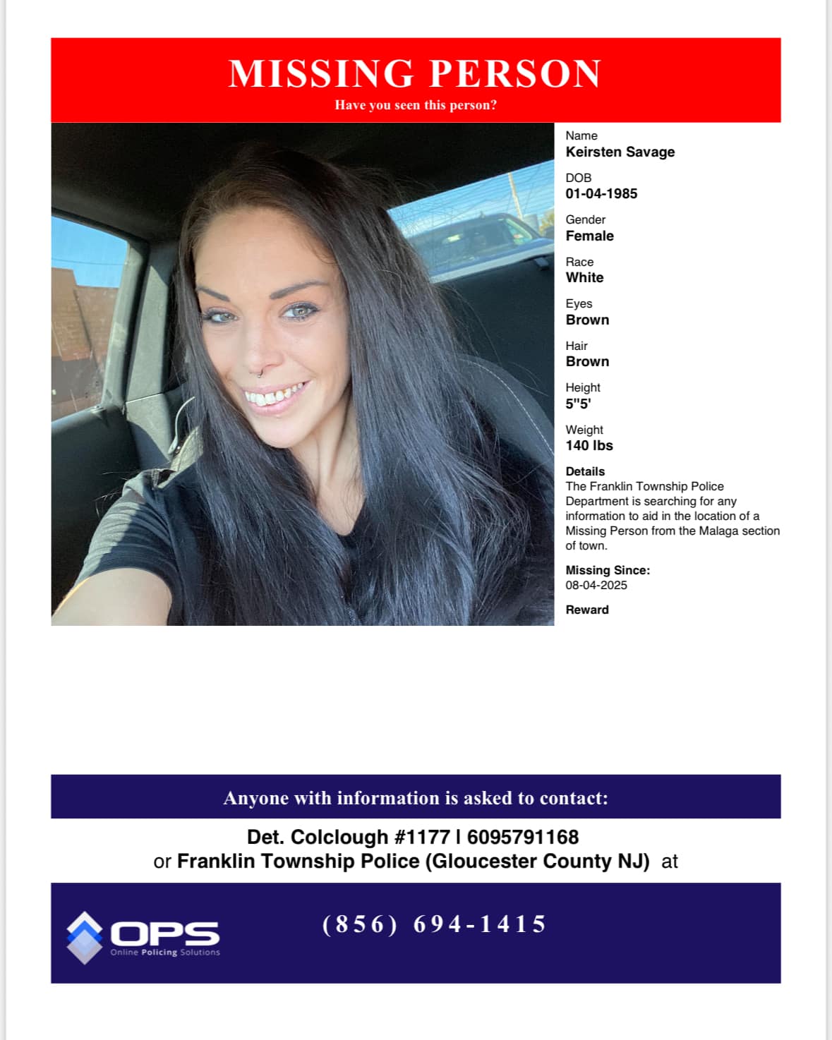 🚨 Missing Person... - Franklin Township Police Department | Facebook