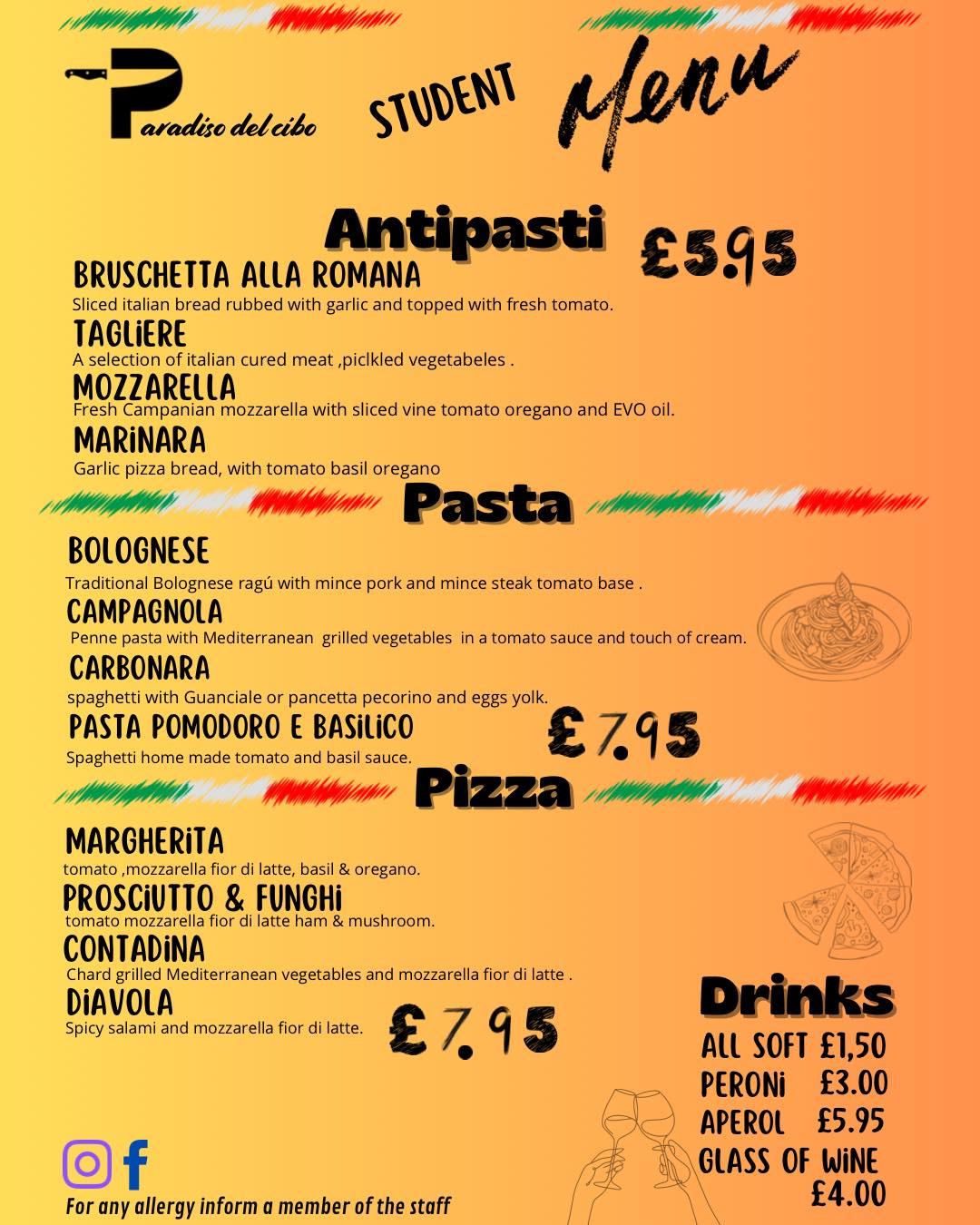 Il - STUDENT MENU🇮🇹🤩 We are super excited to finally share our student ...