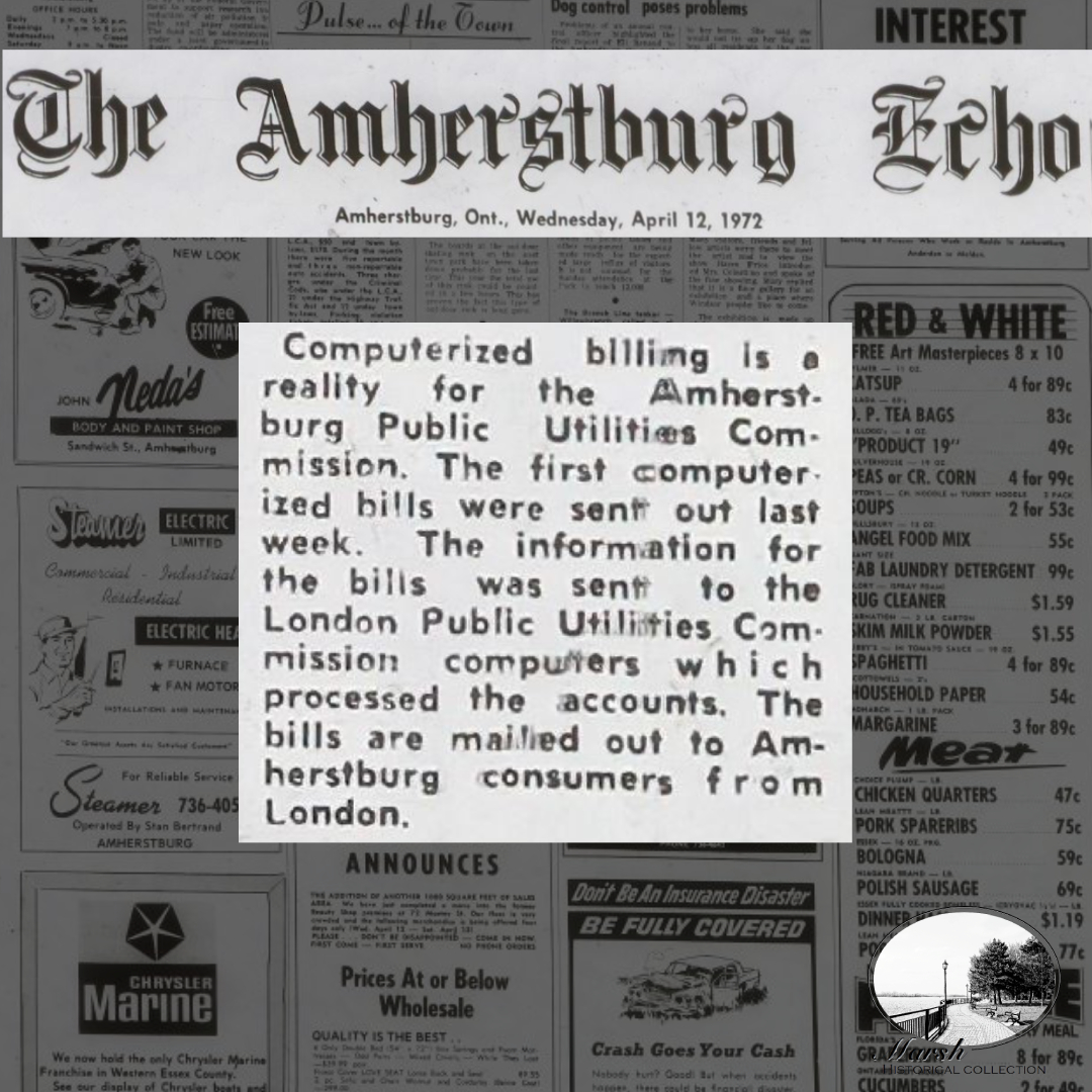 Marsh - 1972 was a big year for the Amherstburg Public Utilies ...