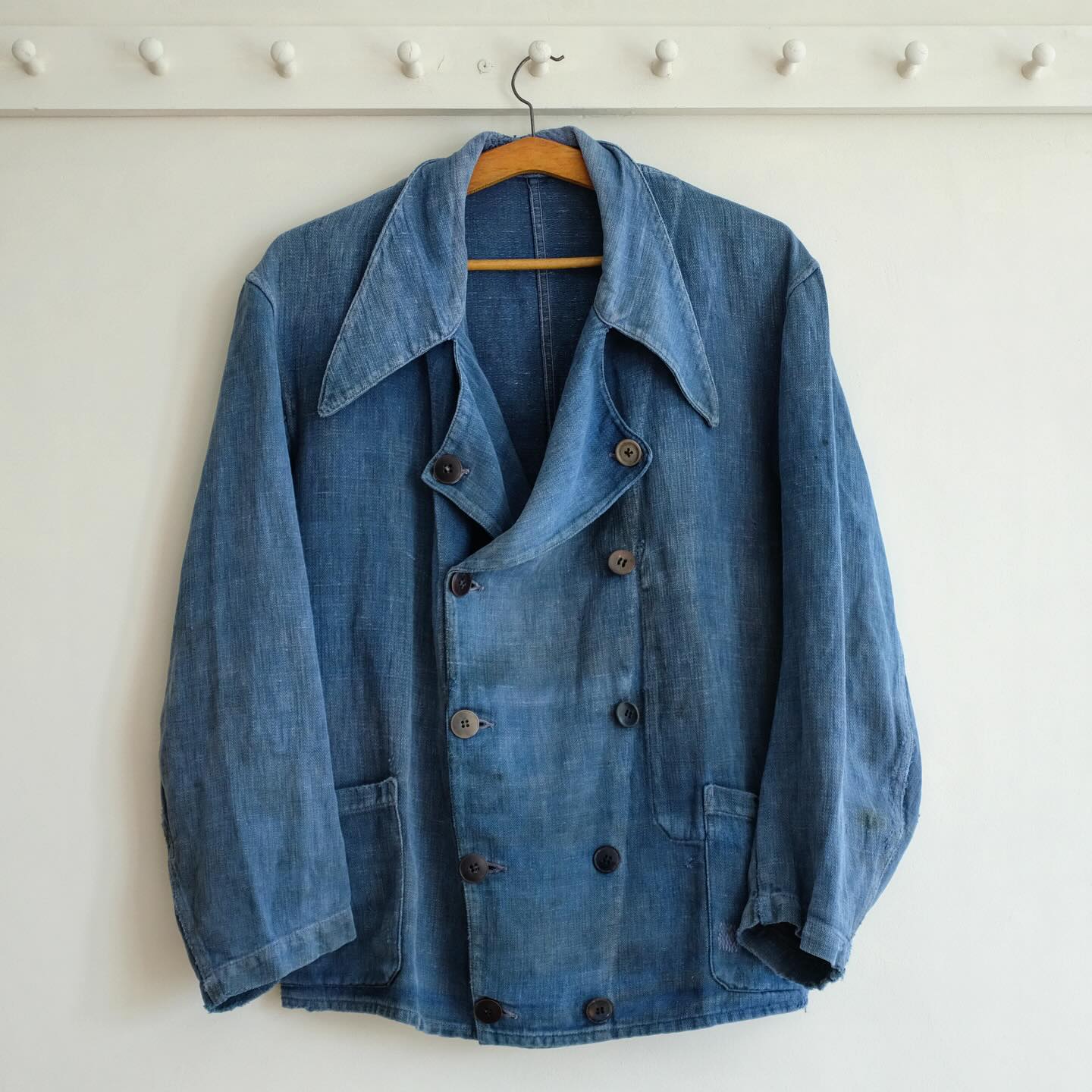 Sunless - Unusual design on this 1930s indigo cotton HBT French 