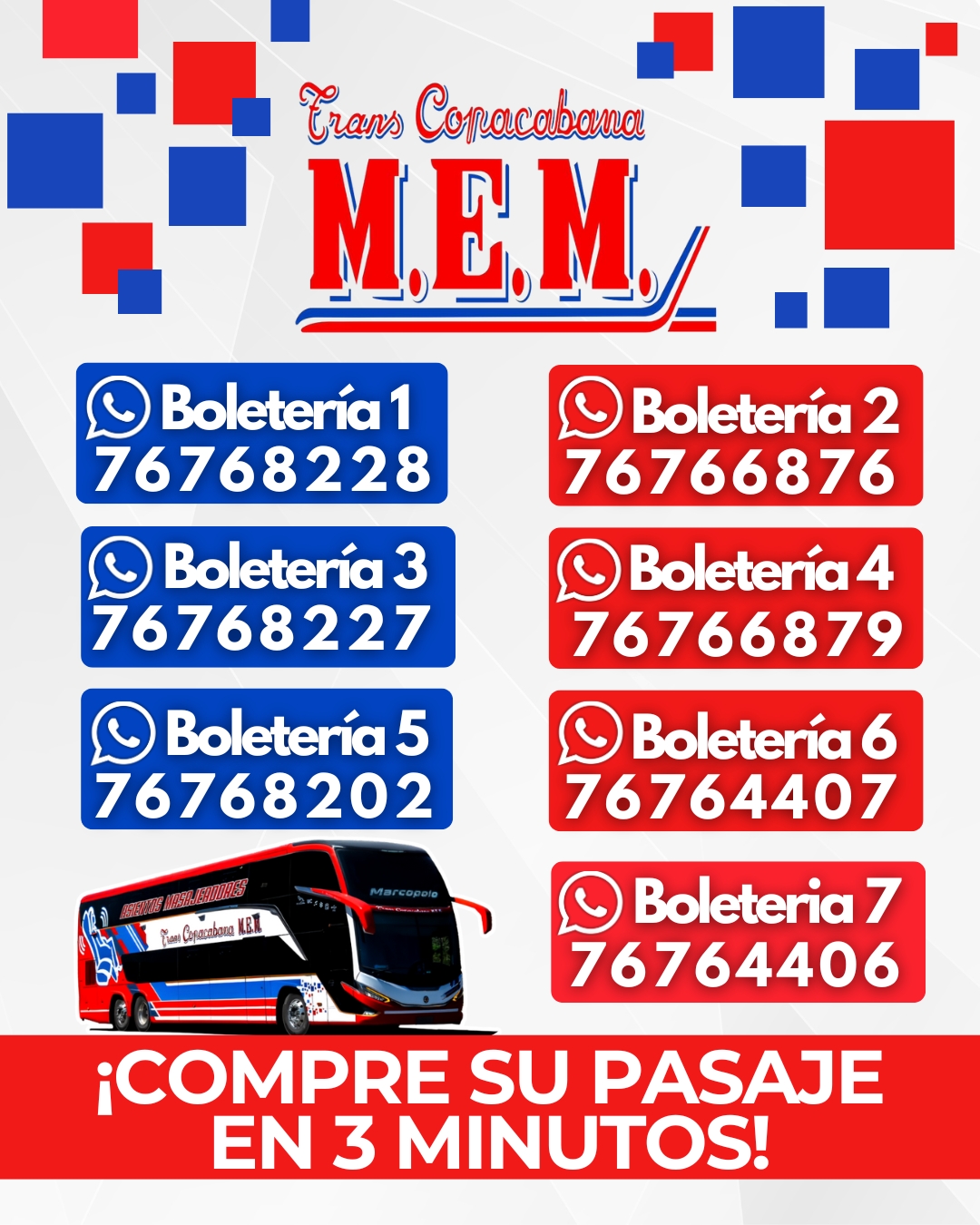 Trans - Compra tu pasaje en Trans Copacabana MEM por WhatsApp en solo 3 ...