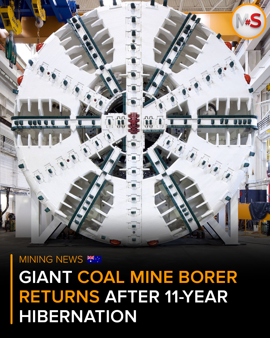 Tunnel boring machine from Queensland's Grosvenor coal mine gets