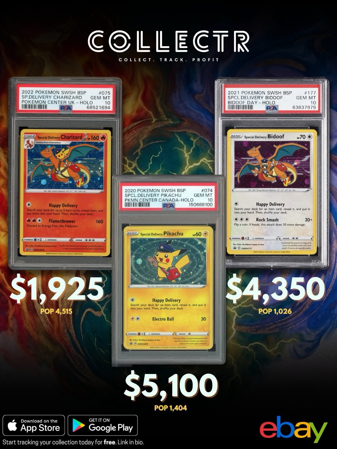 Three recent PSA 10 sales from the Special Delivery promo series 