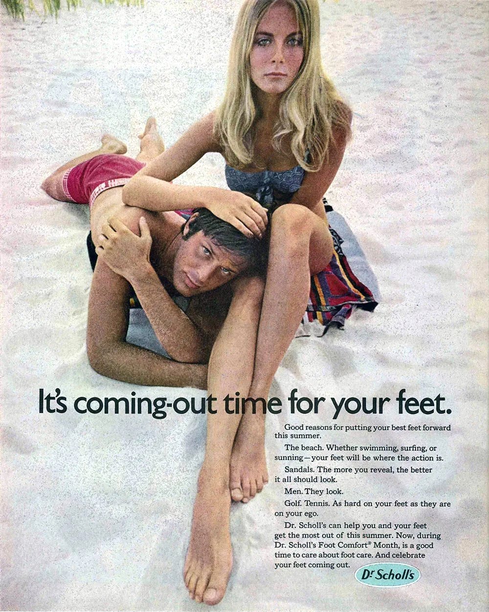 Male Model Retro - 1969 magazine ad for Dr. Scholl' with Bruce