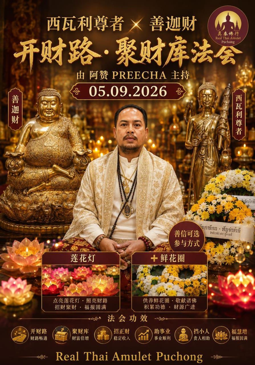 求財法・求財法奥義 🪷💰 西瓦利尊者× 善迦财✨ 开财路・聚财库法会✨ 📅 05.09.2026 🙏 阿