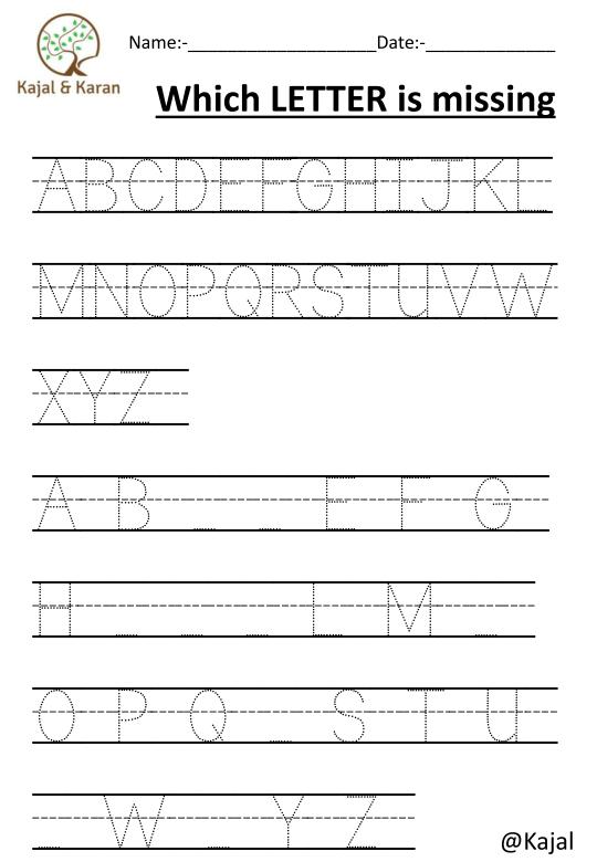PDF Worksheet - Trace and find the missing letter