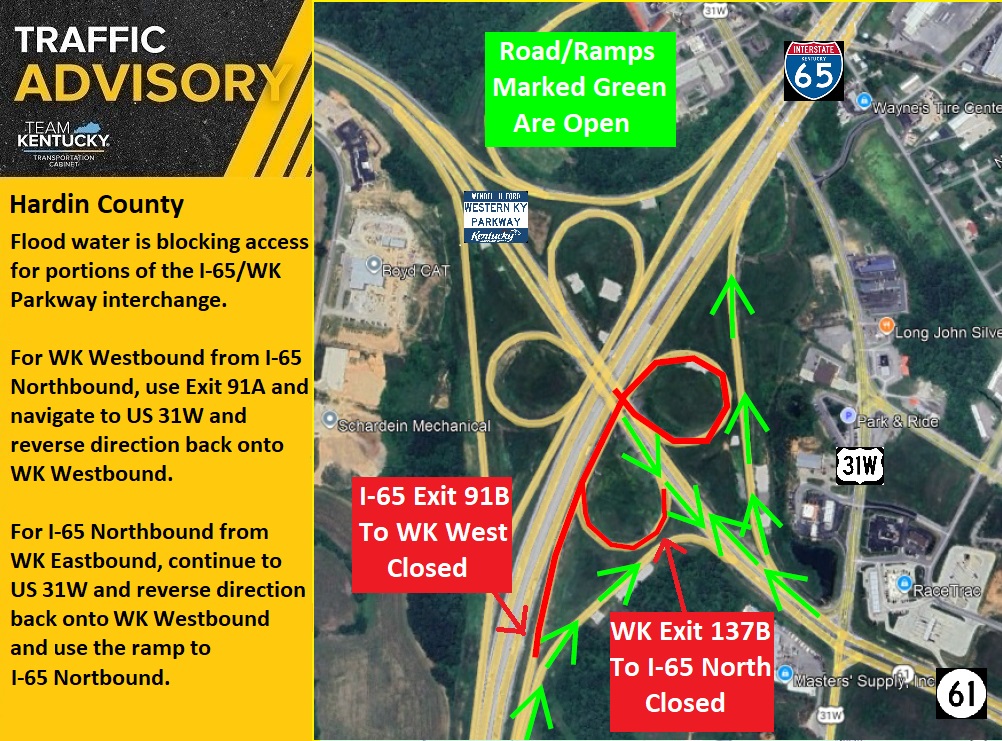 Wednesday, 4/9/2025 - 10pm Update: All ramps for I-65 and the Western ...