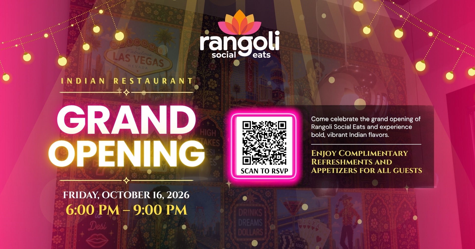 New Indian Restaurant - Rangoli Social Eats - Grand Opening