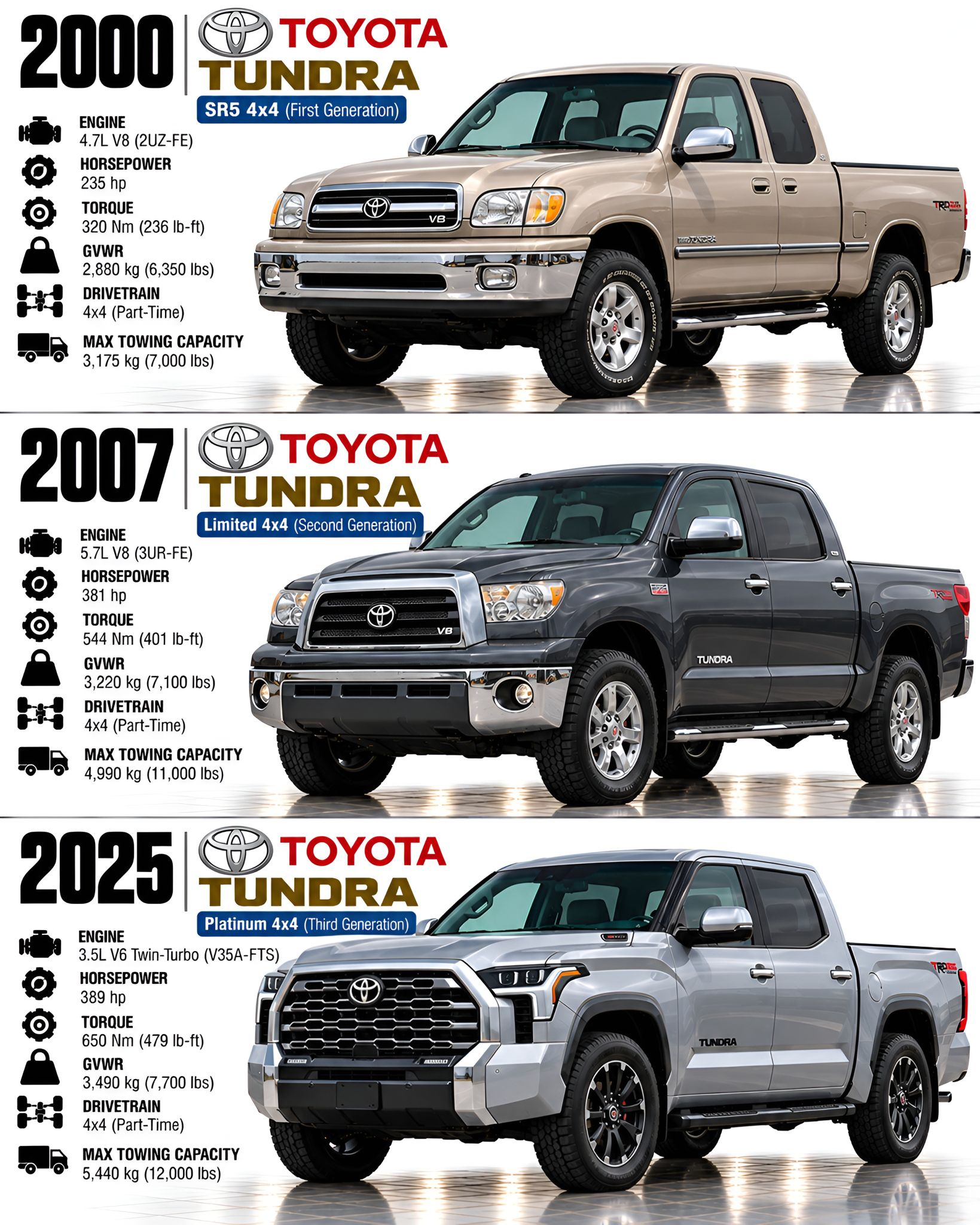 What is the most souped up or horsepower Tundra?