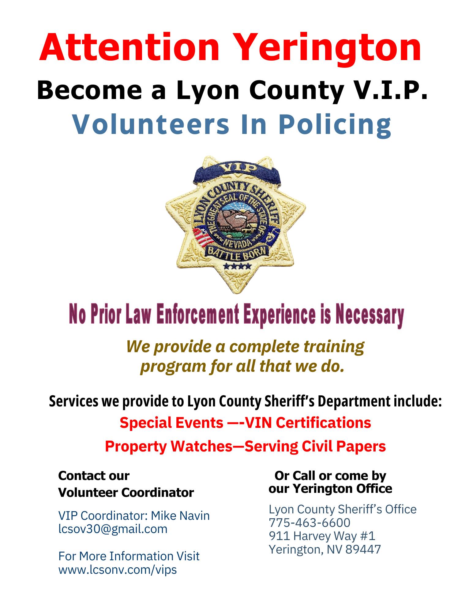 📢 Attention... - Lyon County Sheriff's Office - Nevada