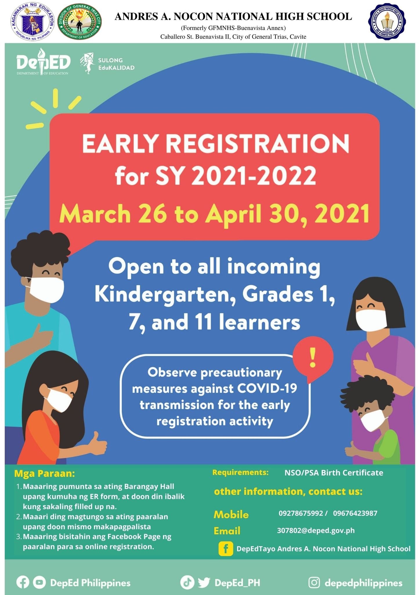 ANNOUNCEMENT! EARLY REGISTRATION for INCOMING GRADE 7 Learners, School ...