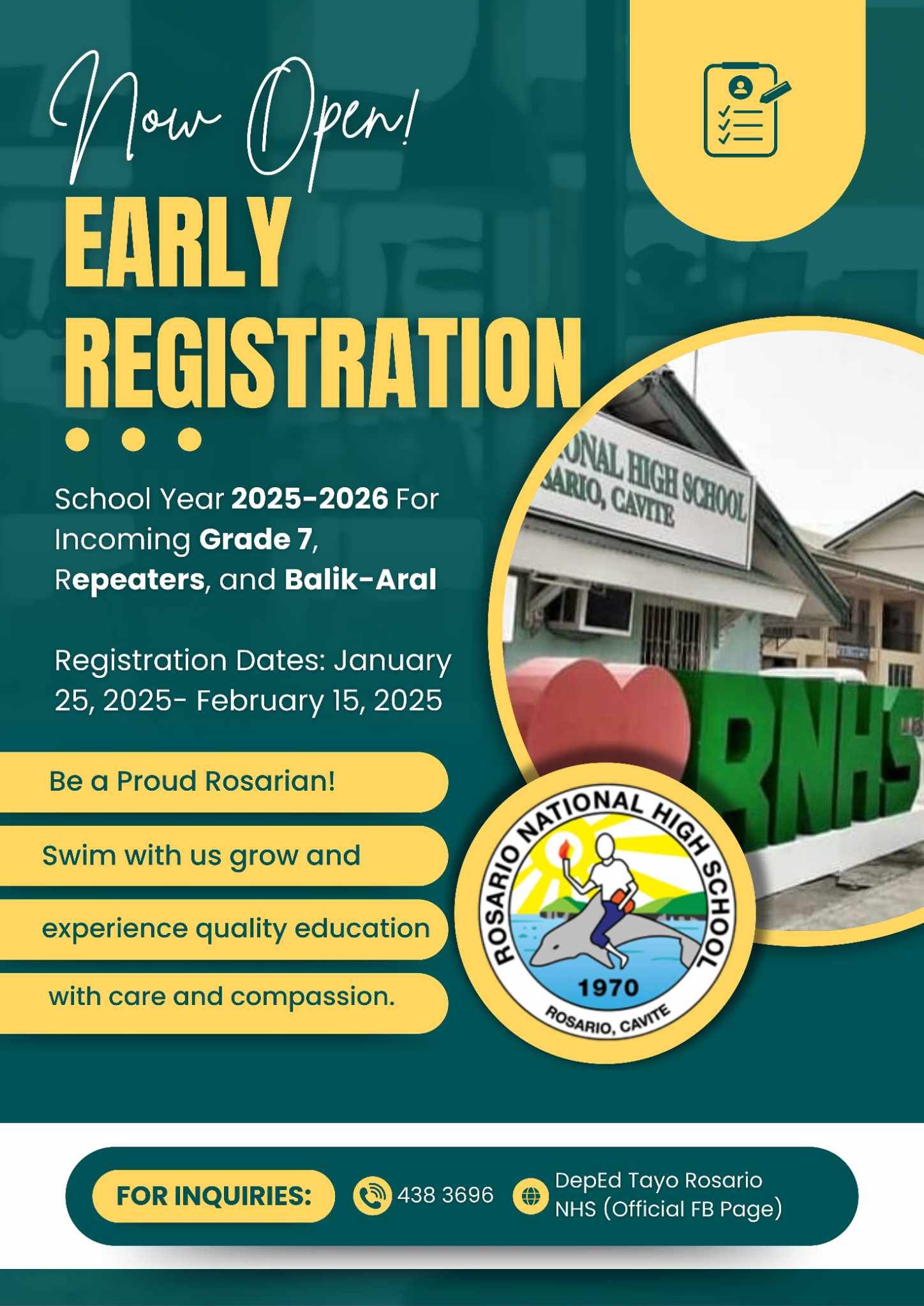 📣 EARLY REGISTRATION IS... - DepEd Tayo Rosario NHS Cavite | Facebook