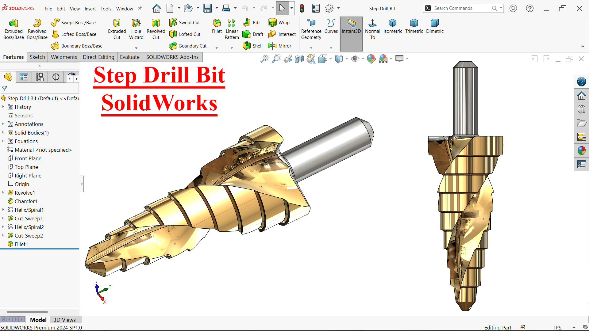 CAD - SolidWorks Tutorial -Step Drill Bit Modeling https://youtu.be ...