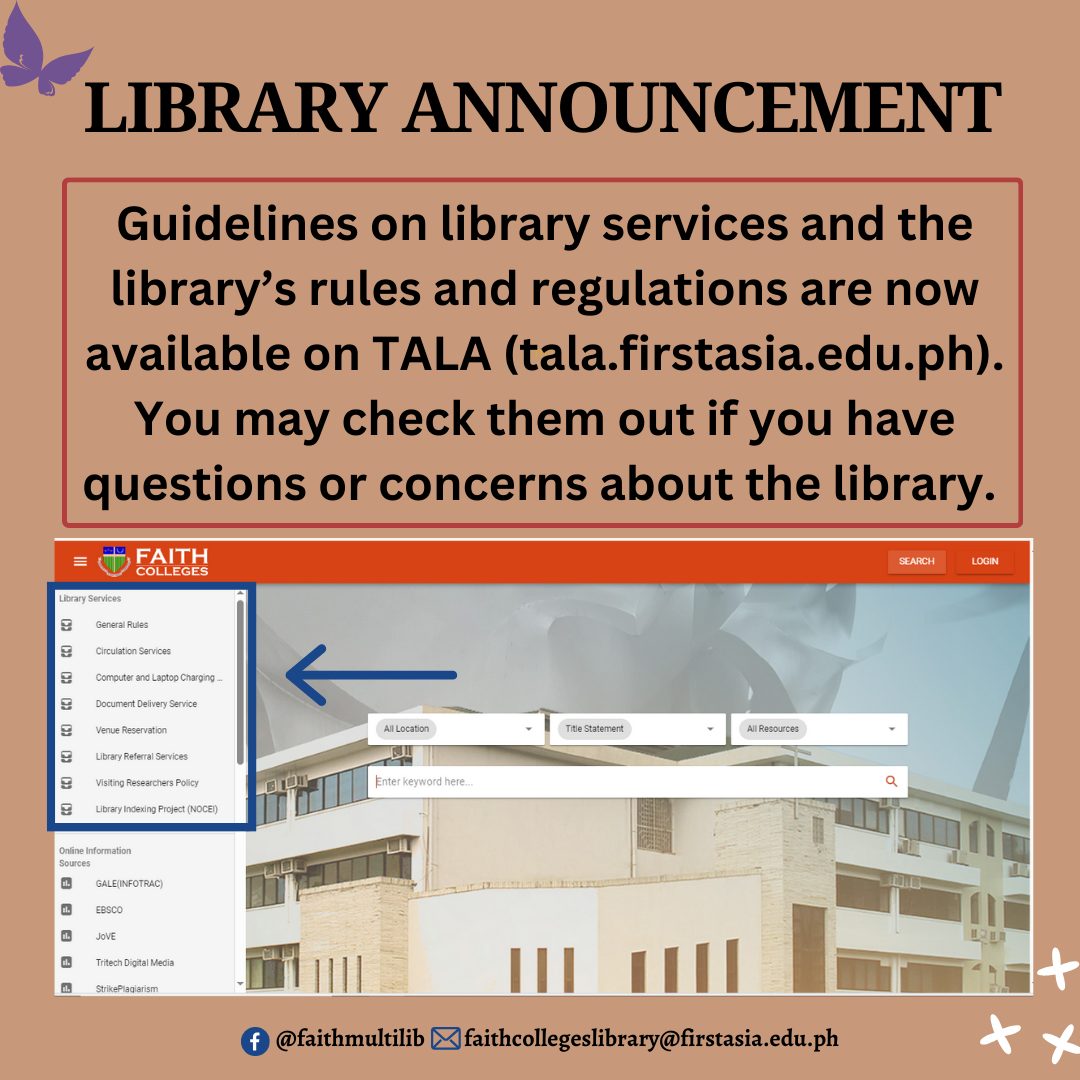 FAITH - 📣 Library Announcement: Guidelines on library services and the ...