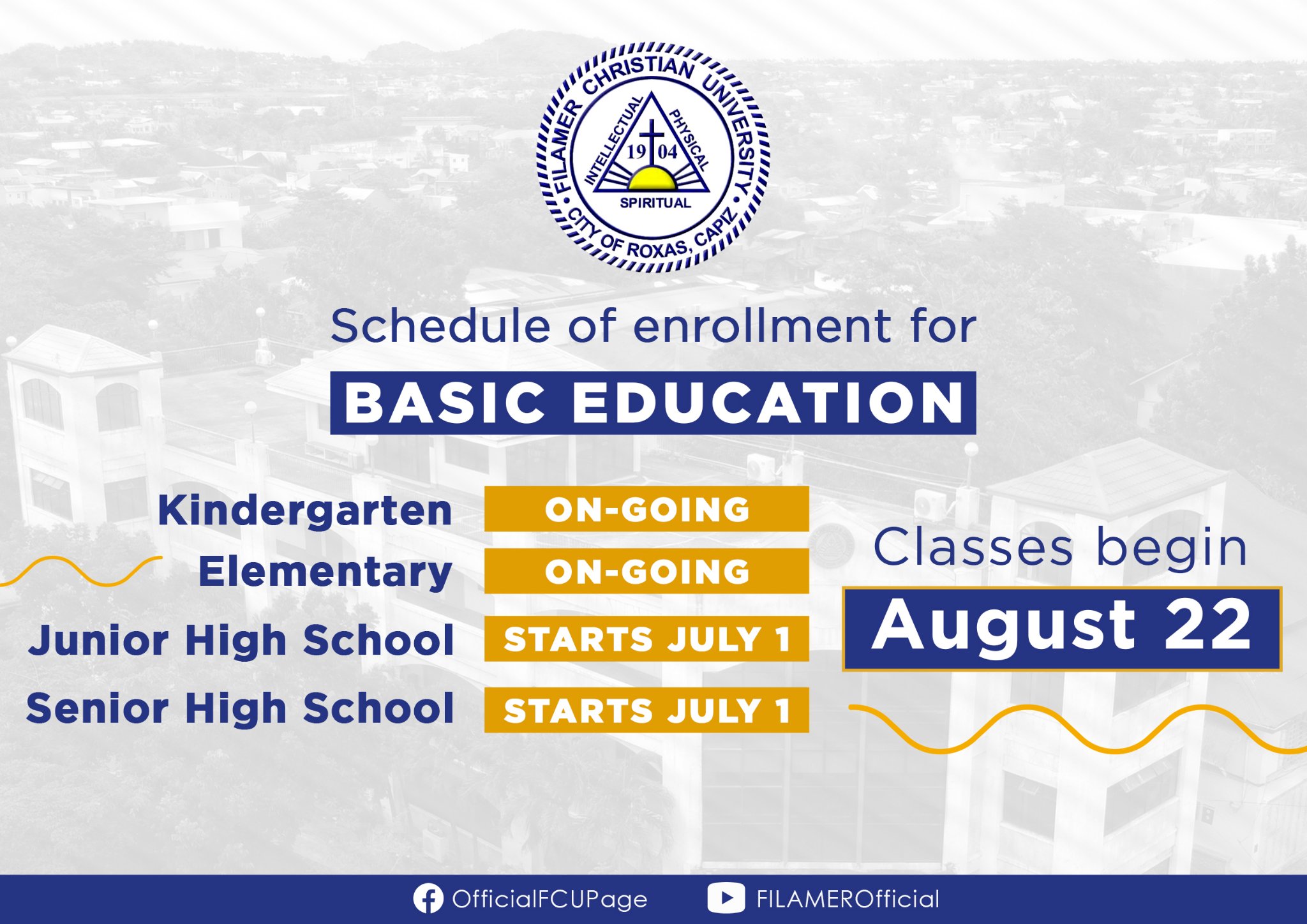 Filamer Christian University - #IChooseFILAMER | Basic education ...