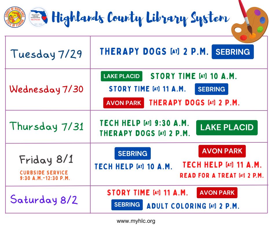 Be sure to visit one or all your local libraries to enjoy any of the ...