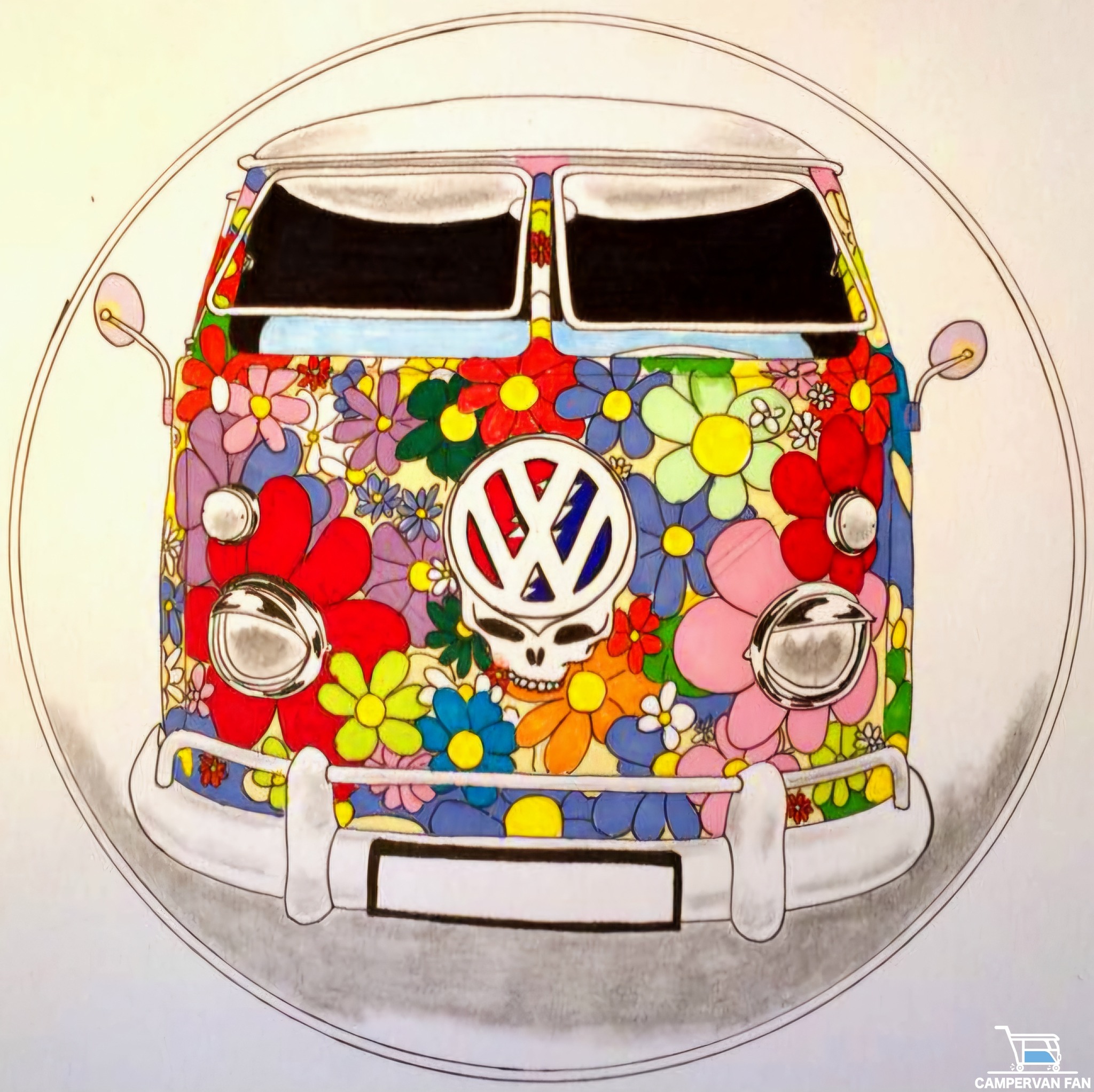 Upinde Yutaka ポップアート ワーゲンバス グレイト フル デット The Grateful Dead VW Kombi tour bus..😎