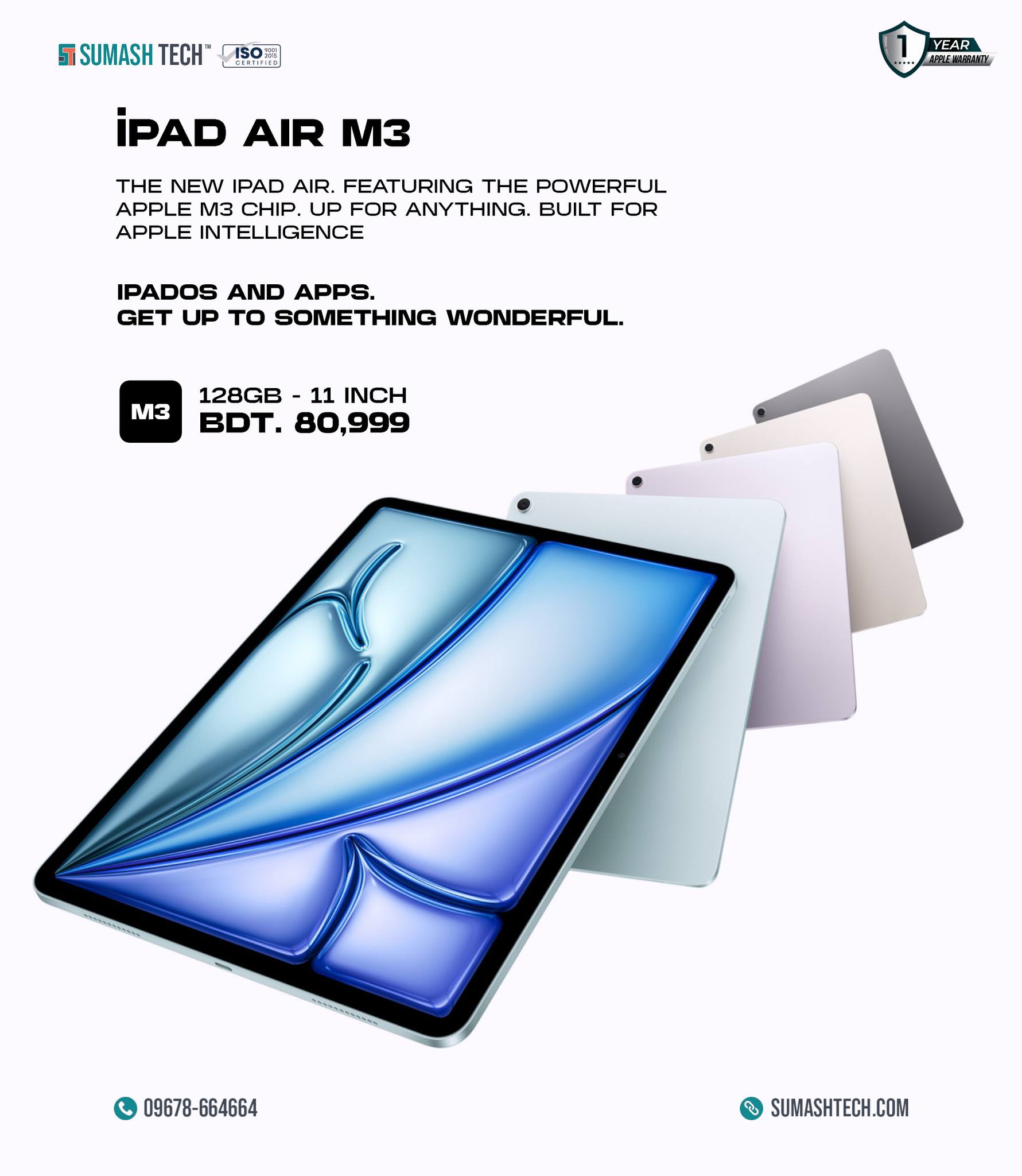 Sumash Tech - Apple M3 চিপসেটের সাথে আসা লেটেস্ট iPad Air... | Facebook