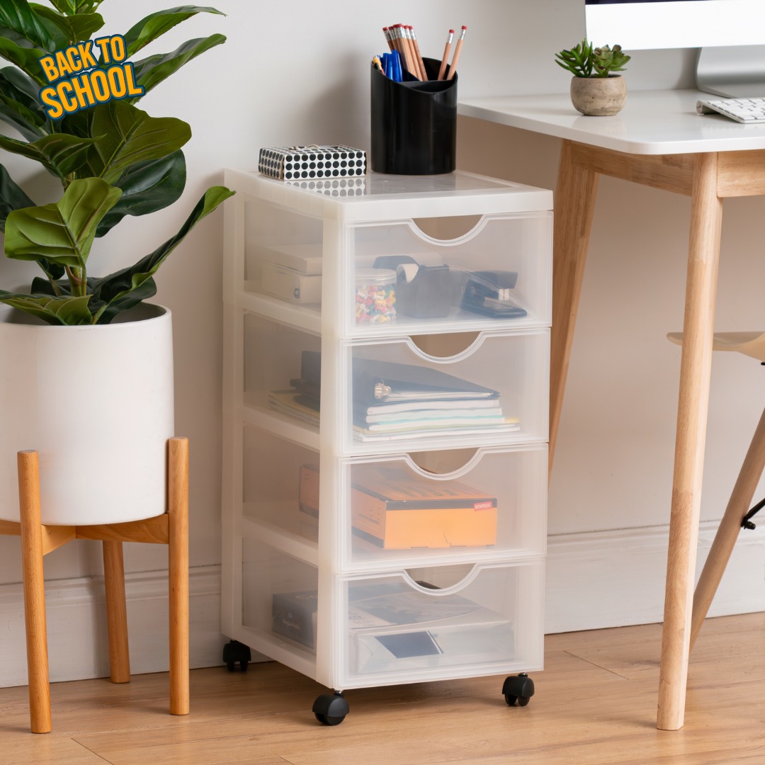 Organisateur Bureau EXERZ En Bois 4 Niveaux - 24x35x26 Cm Rose | Rangement Documents Et Fournitures
