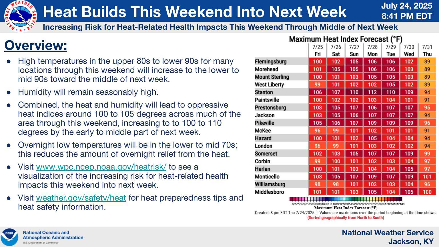 US - Hot and humid conditions will persist into next week, and may even ...