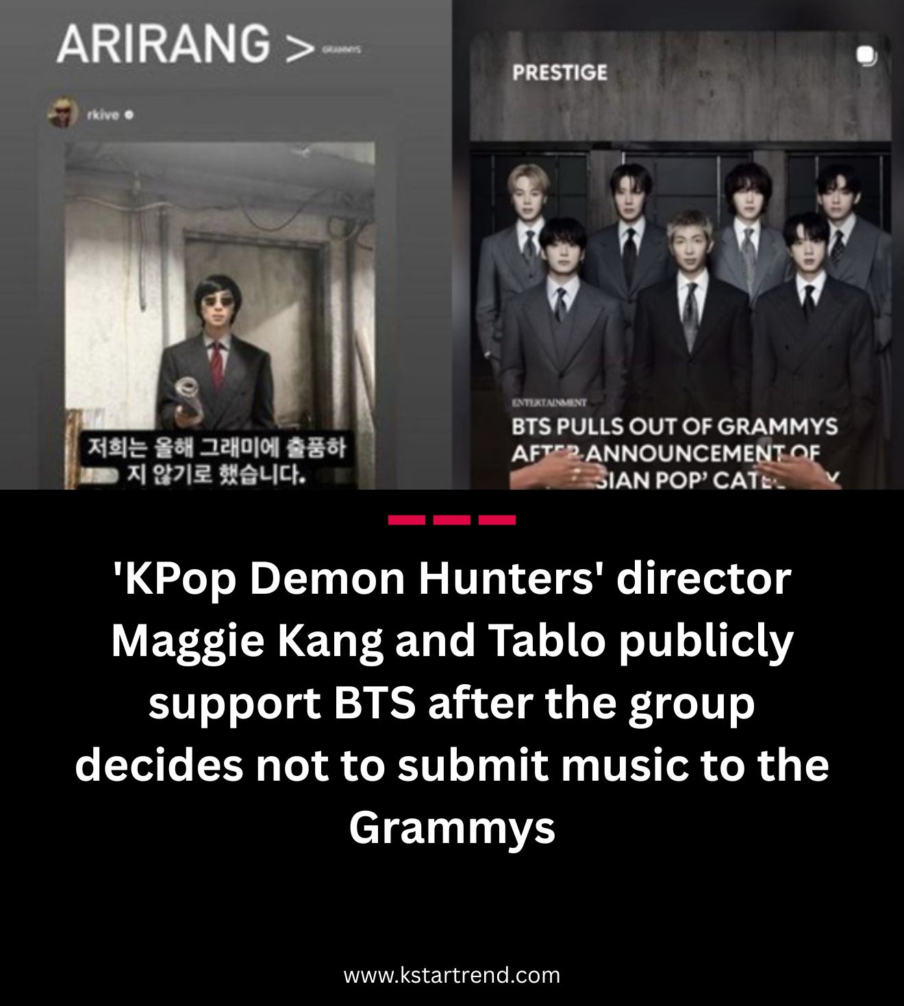 KPop Demon Hunters director Maggie Kang and Tablo support BTS
