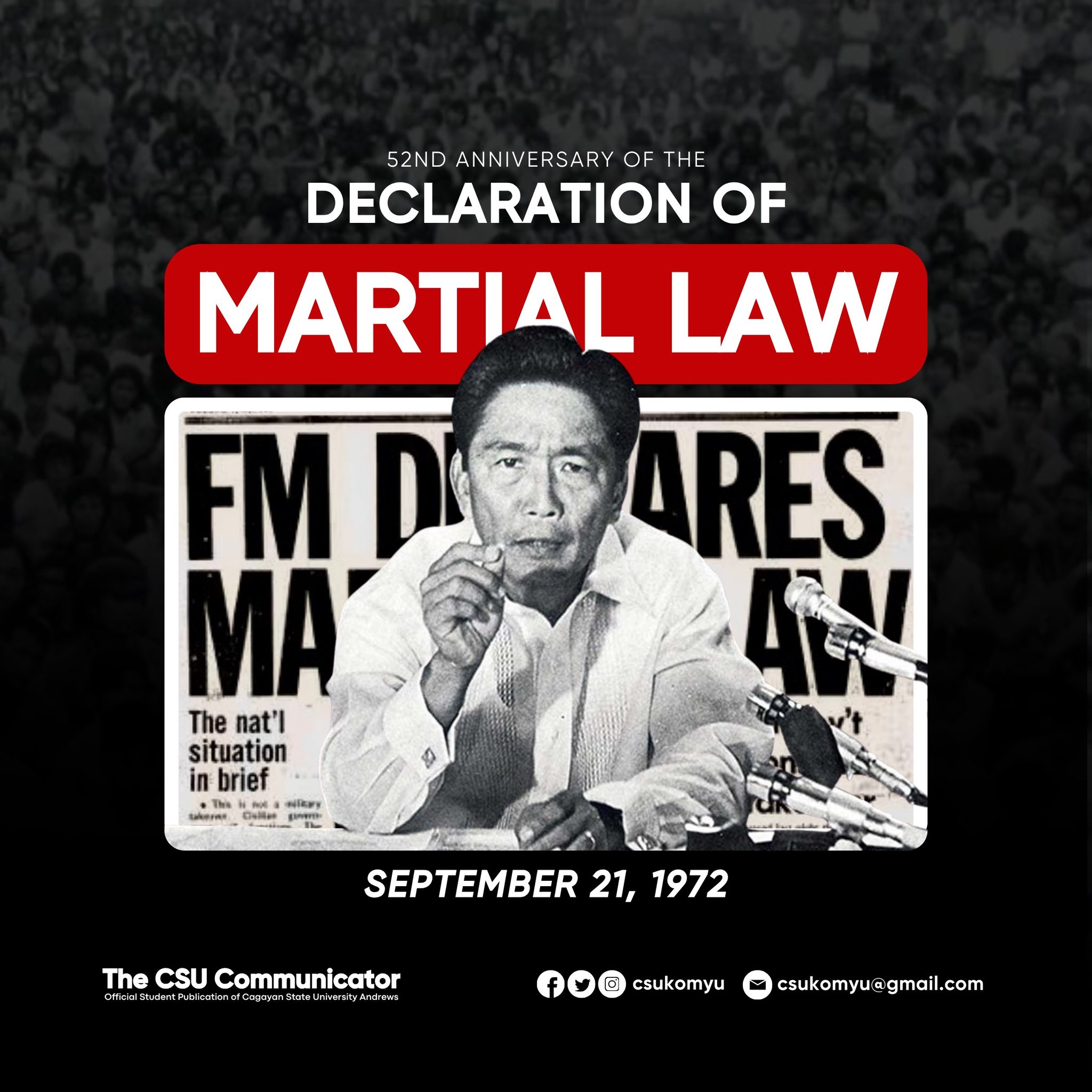 The CSU - The 52nd Anniversary of the Declaration of Martial Law in the ...
