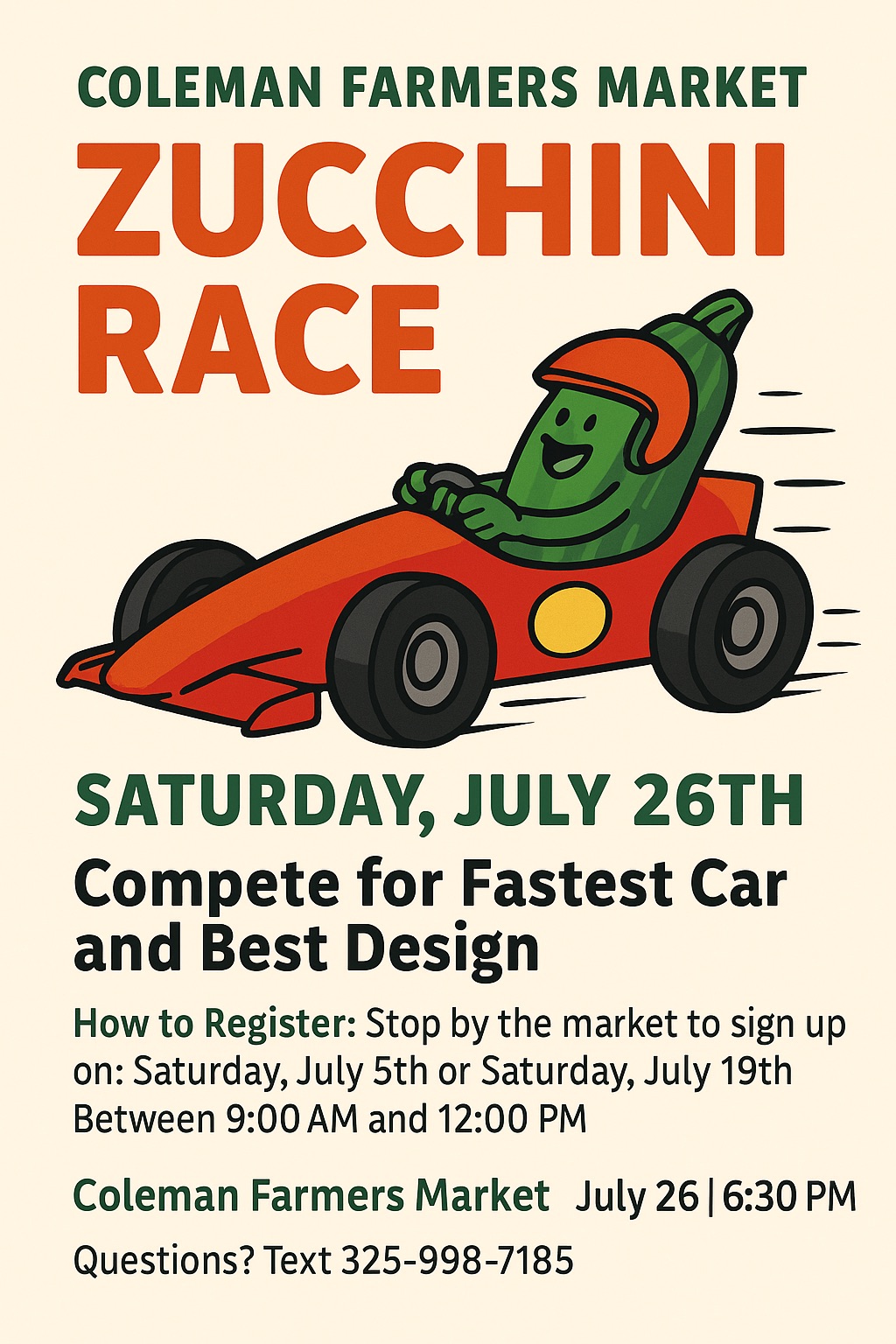 🥒🏁 Zucchini Race at the Coleman... - Coleman Farmers Market | Facebook