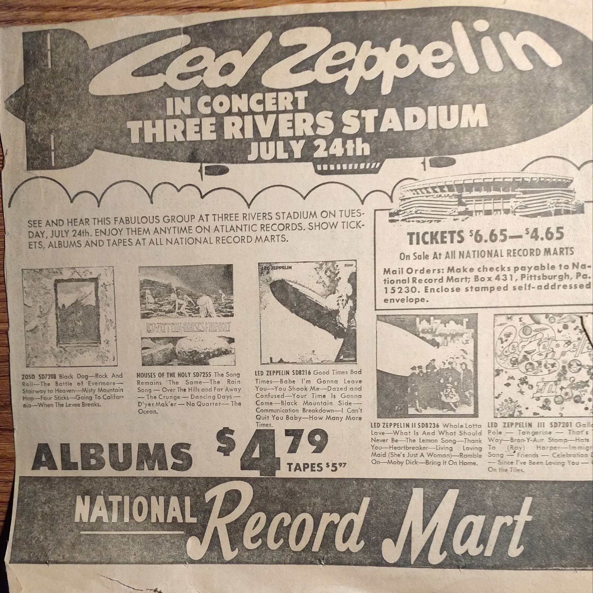 LED ZEPPELIN FANS GROUP | This is an old ad from the Pittsburgh paper i ...