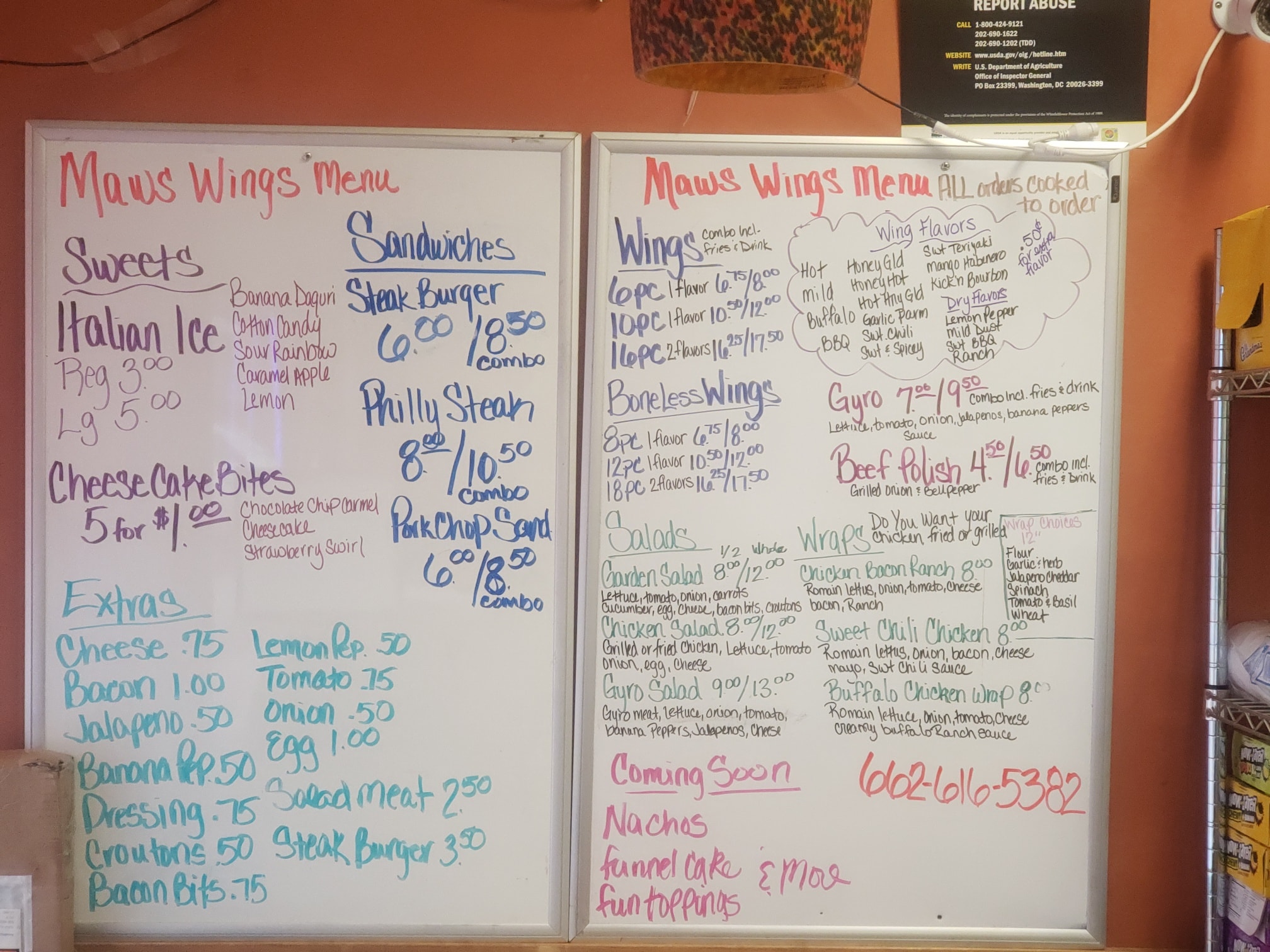 Updated menu. - Maws Wings & Things