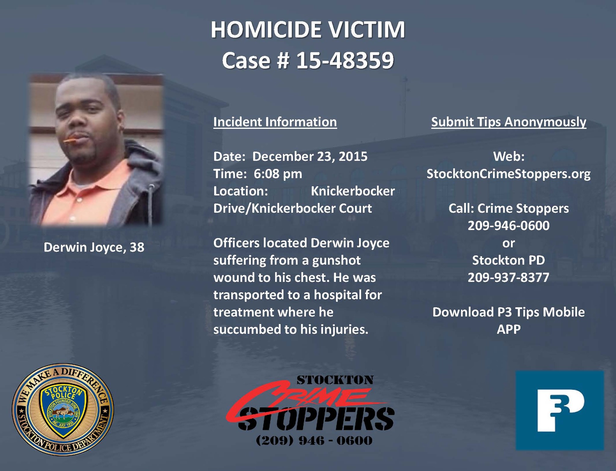 Stockton - Homicide Victim, Derwin Joyce, 38 Case #15-48359 The ...