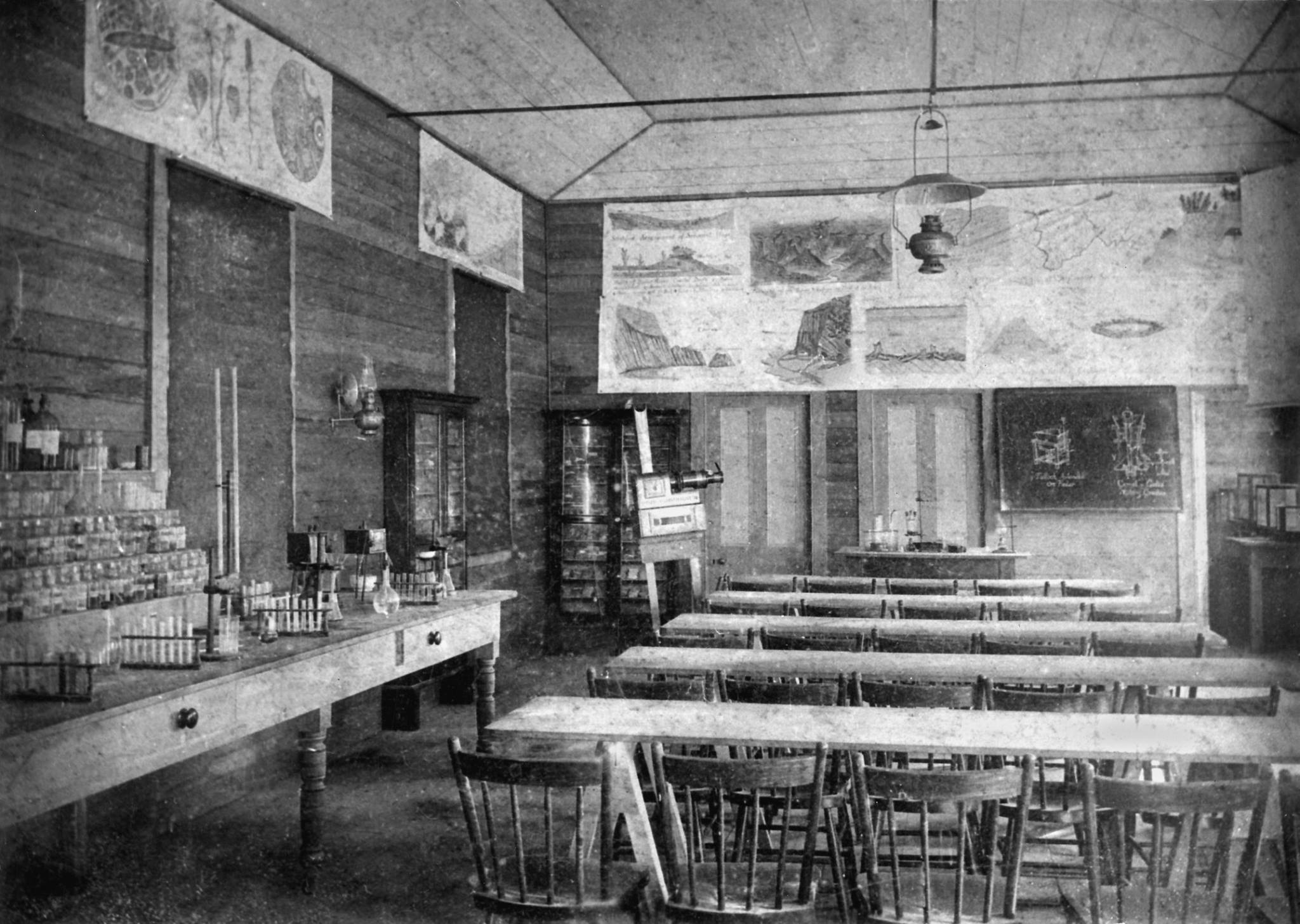 Historic New Zealand photos - Classroom interior, School of Mines ...