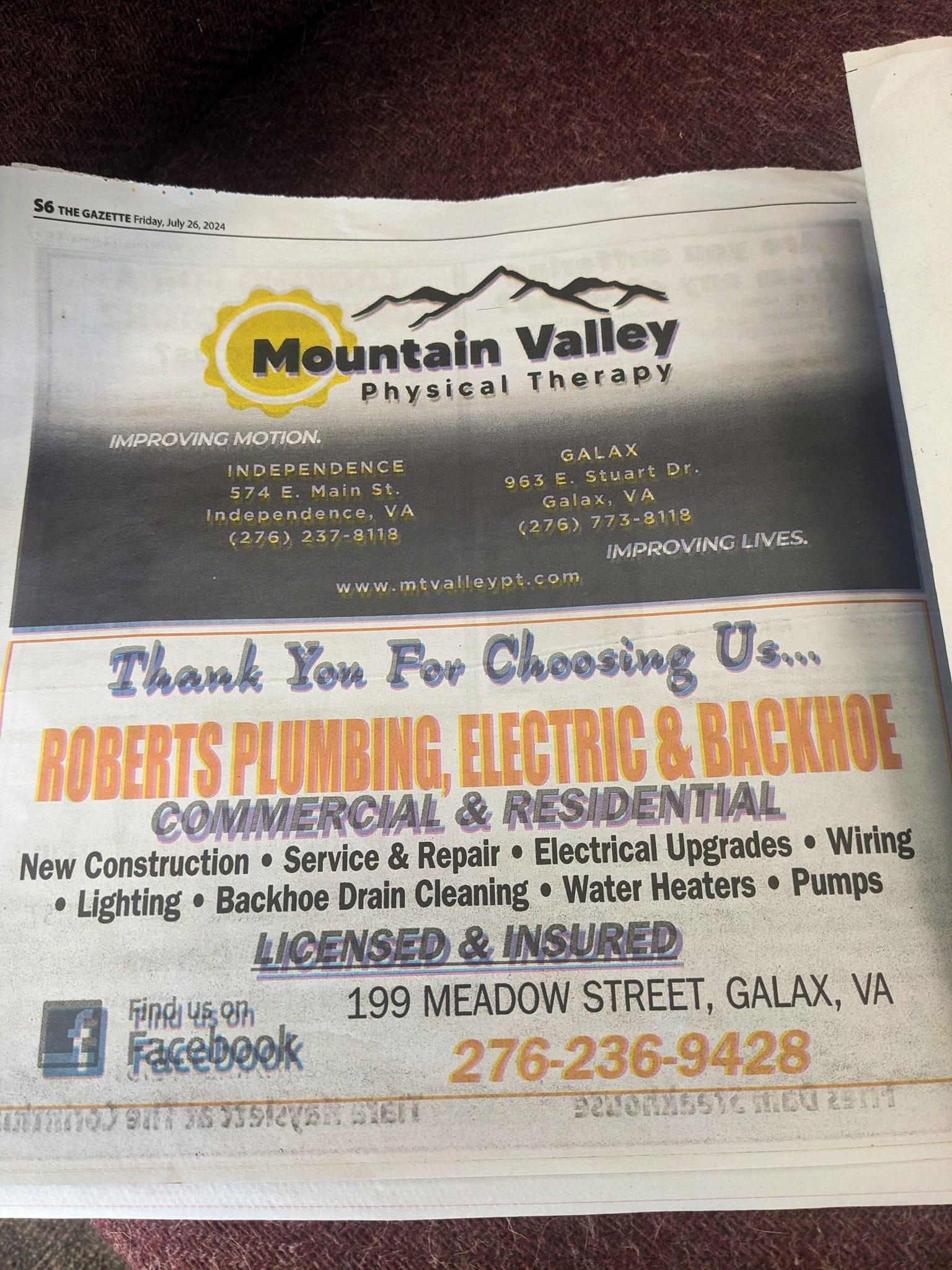 Roberts Plumbing Electric & Backhoe | Galax VA