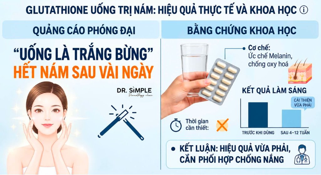 có nên uống glutathione không Bạn biết vì sao lại được nhắc đến nhiều trong điều trị nám không? Glutathione 