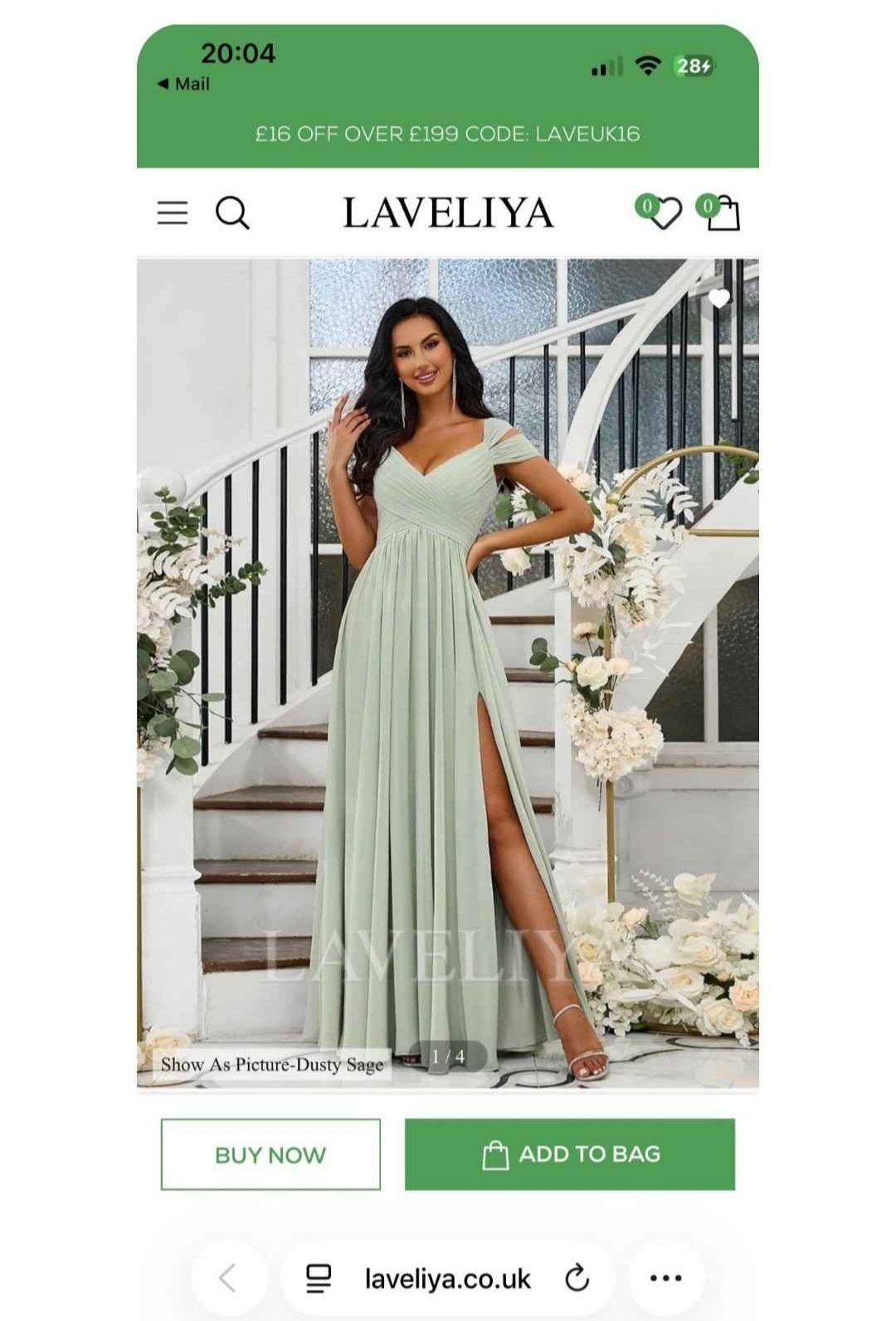 Light sage green LAVELIYA bridesmaid dress, size 16 (fits like 12), £25