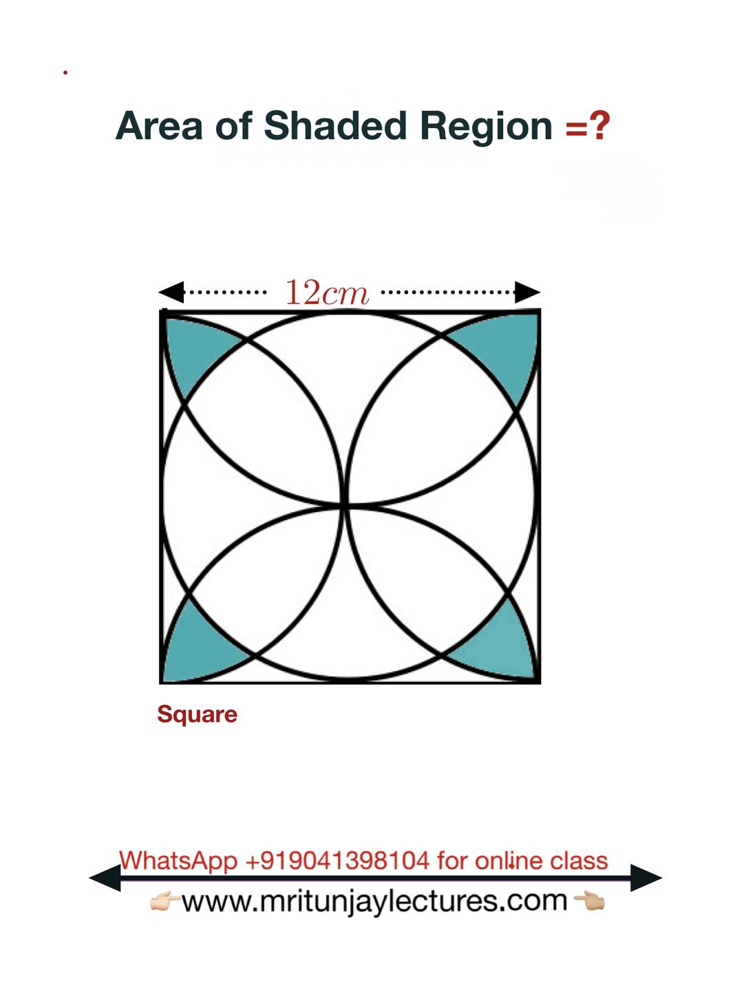 Mritunjay - Find the Area of shaded regions #circle #Rectangle #square ...