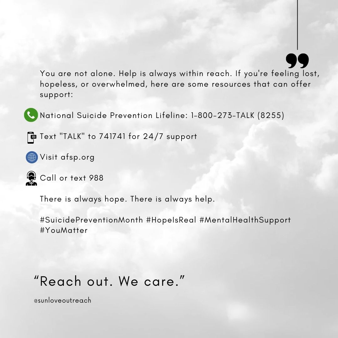 You are never alone. Call 1-800-273-TALK (8255) if you are