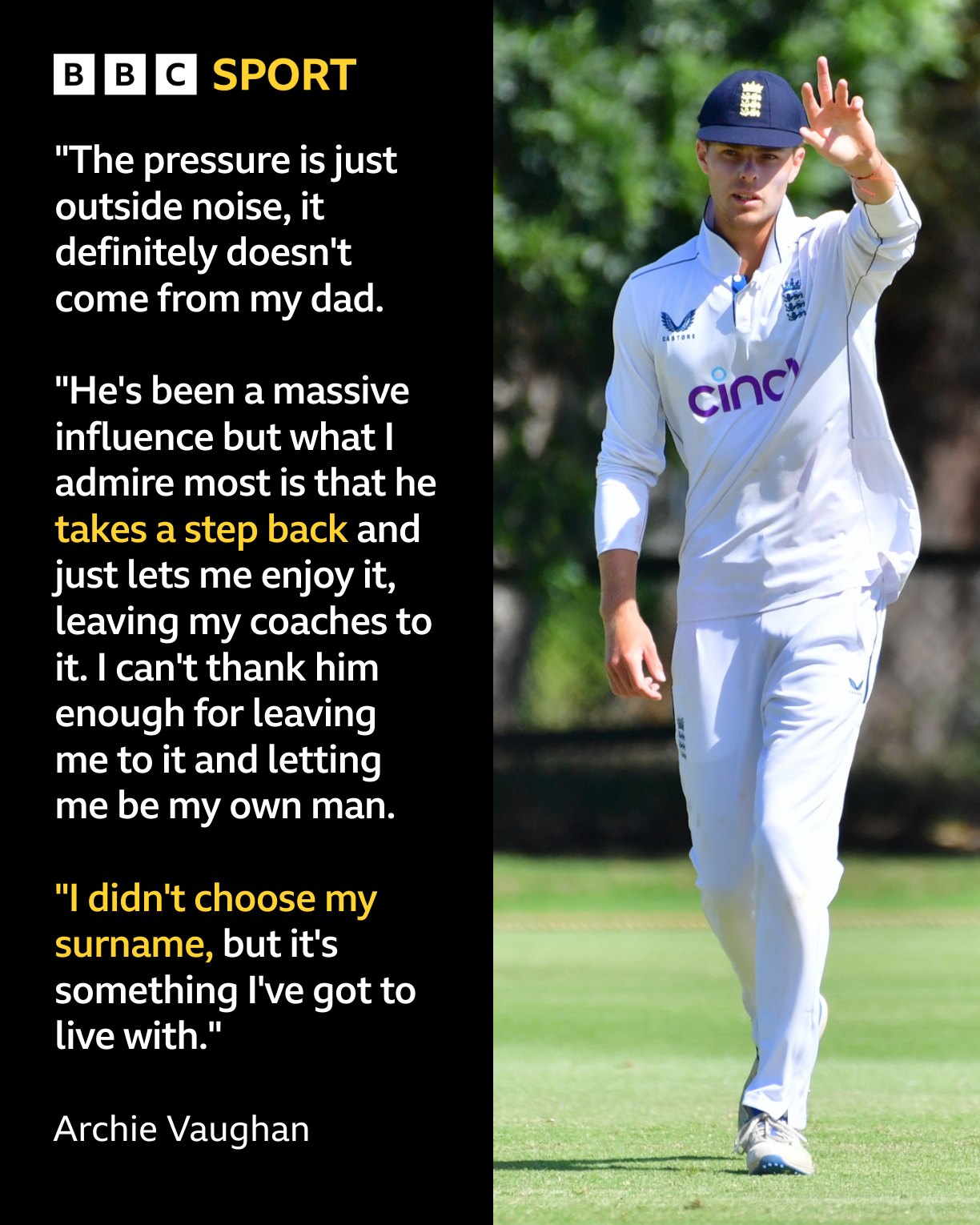 BBC - Archie Vaughan is unfazed by the comparisons he has to his dad 🏏 ...