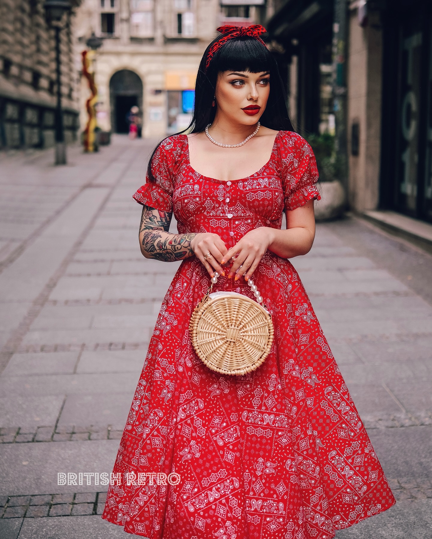 open lace back dress Red 1950s Christmas Plaid Off-Shoulder Dress