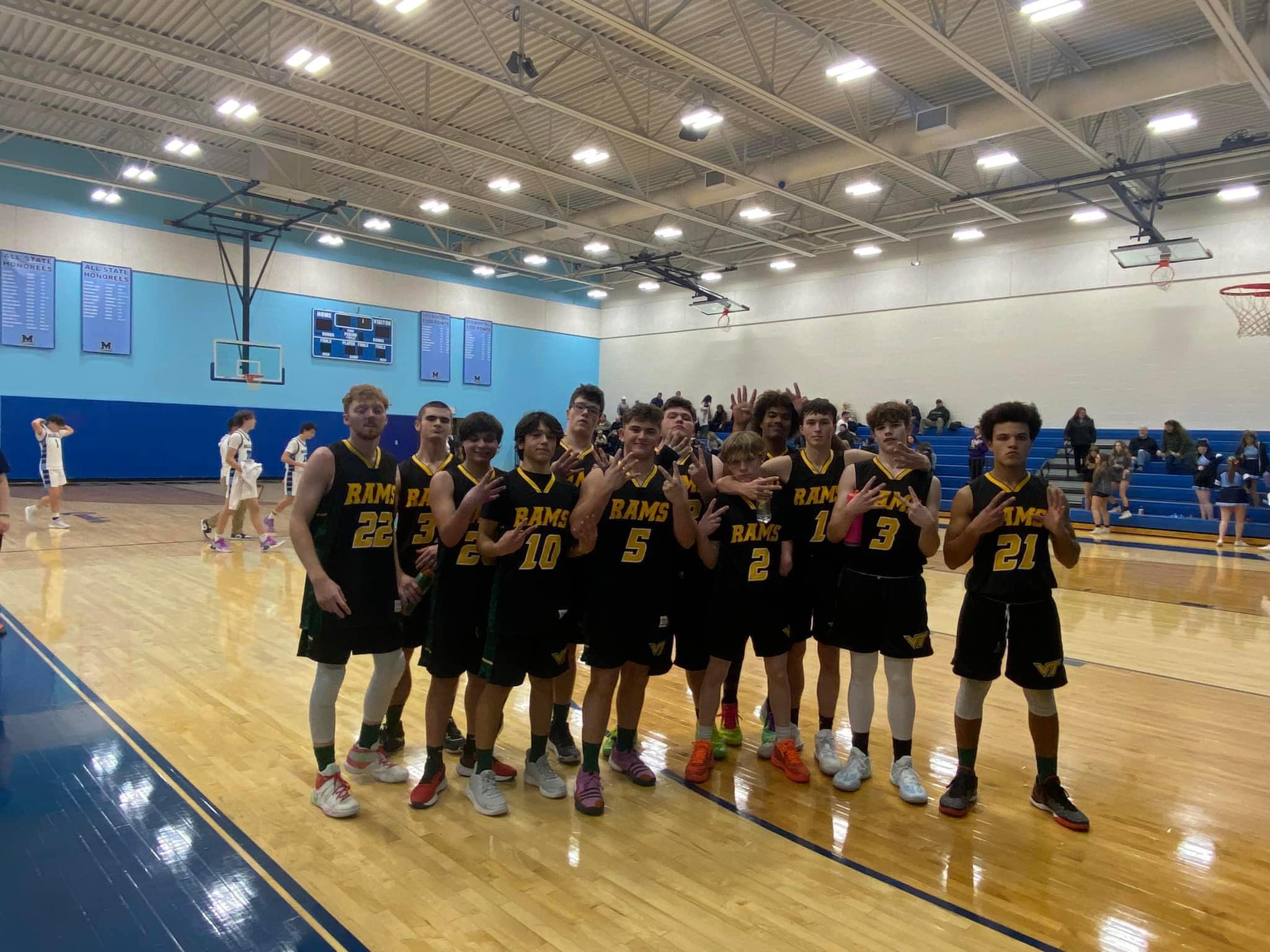 The boys got the first win... - Vo-Tech Rams Boys Basketball