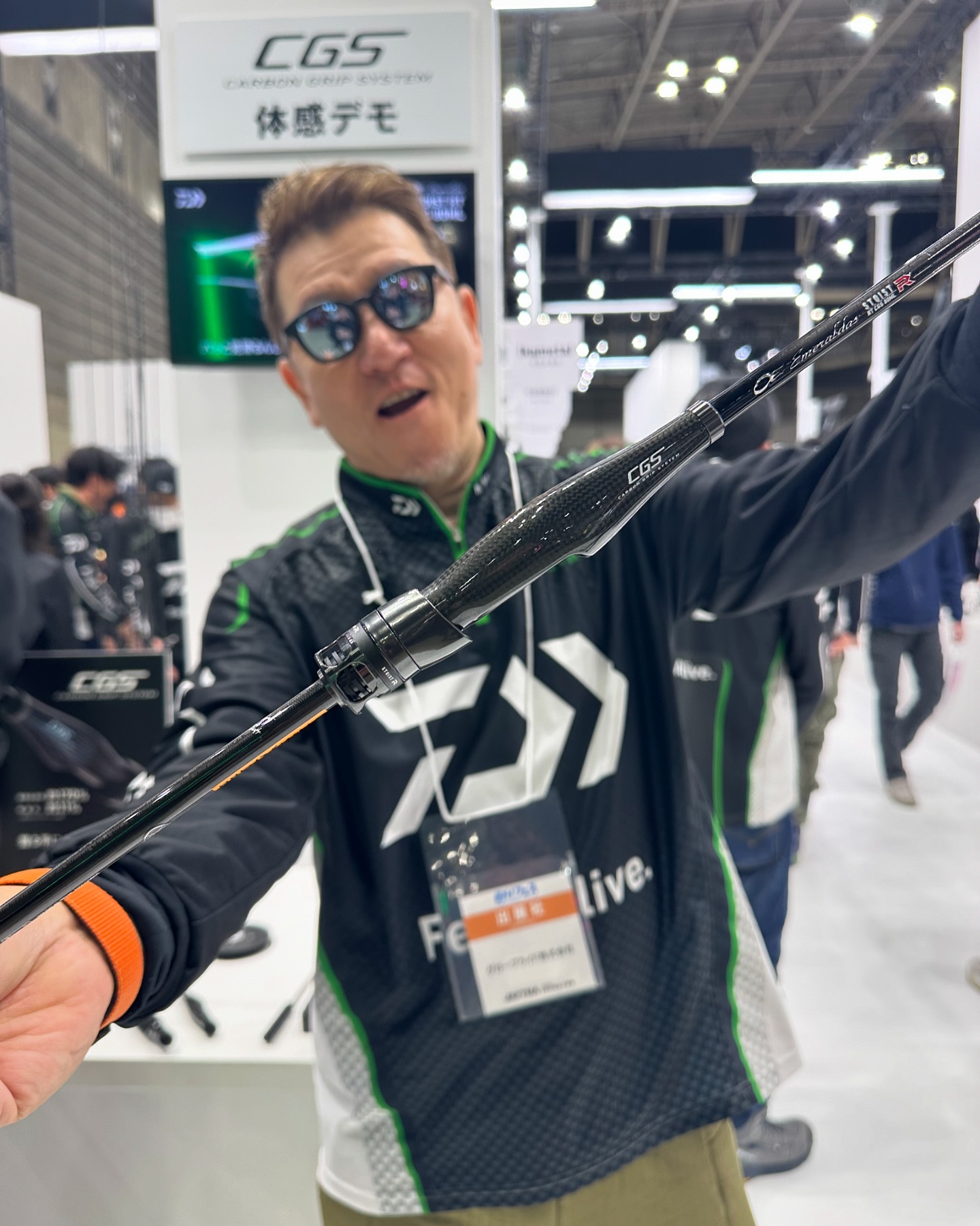 DAIWA - エメラルダスロッドコーナー、ブース左手のCGS体感コーナー 